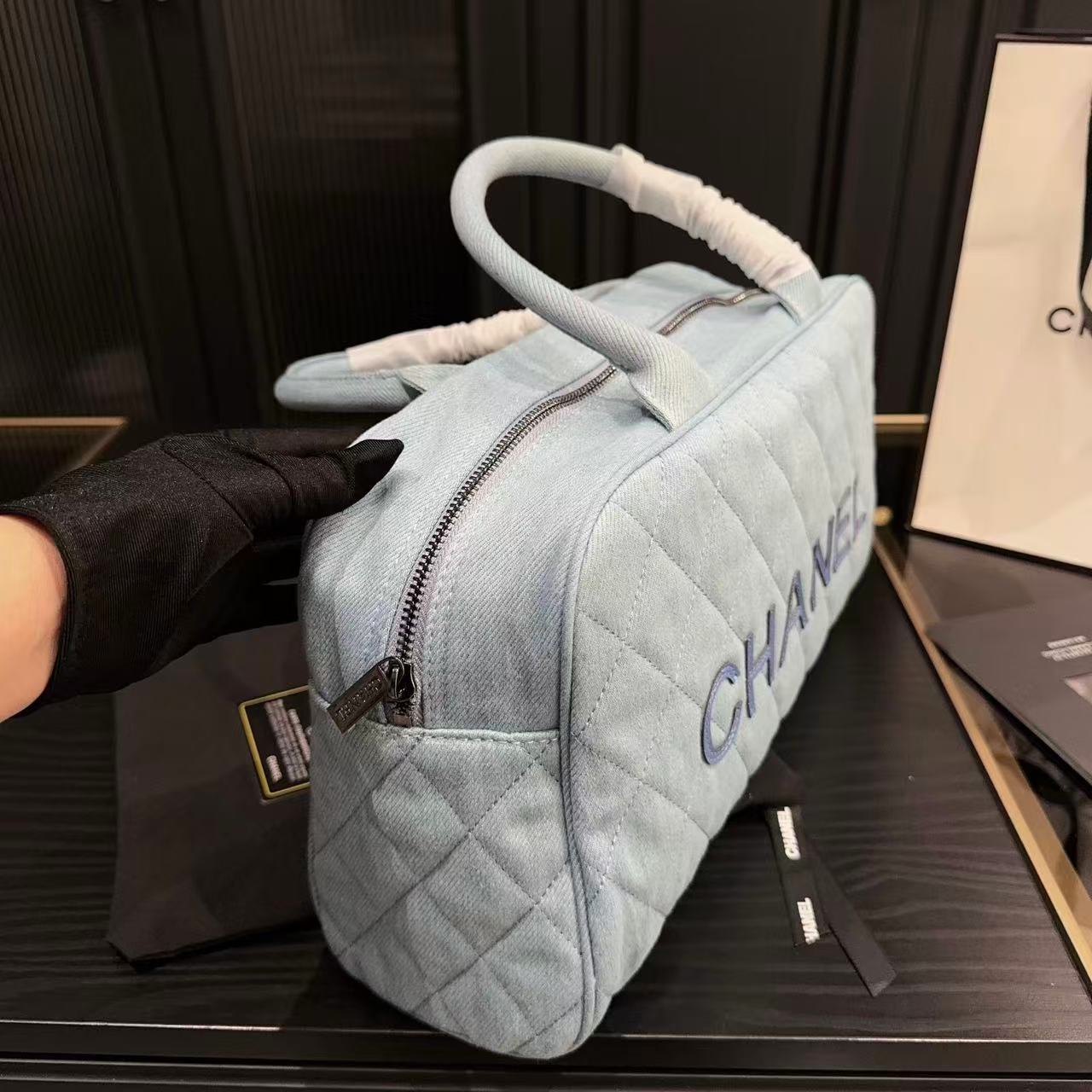 CHANE1 デニム ボウリングバッグ【 50％割引+送料無料】