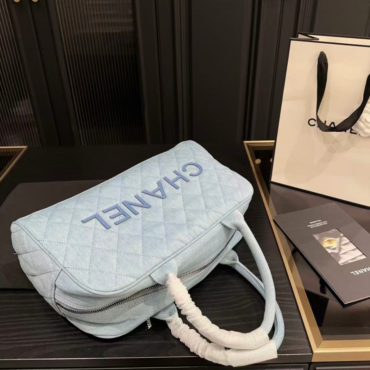 CHANE1 デニム ボウリングバッグ【 50％割引+送料無料】