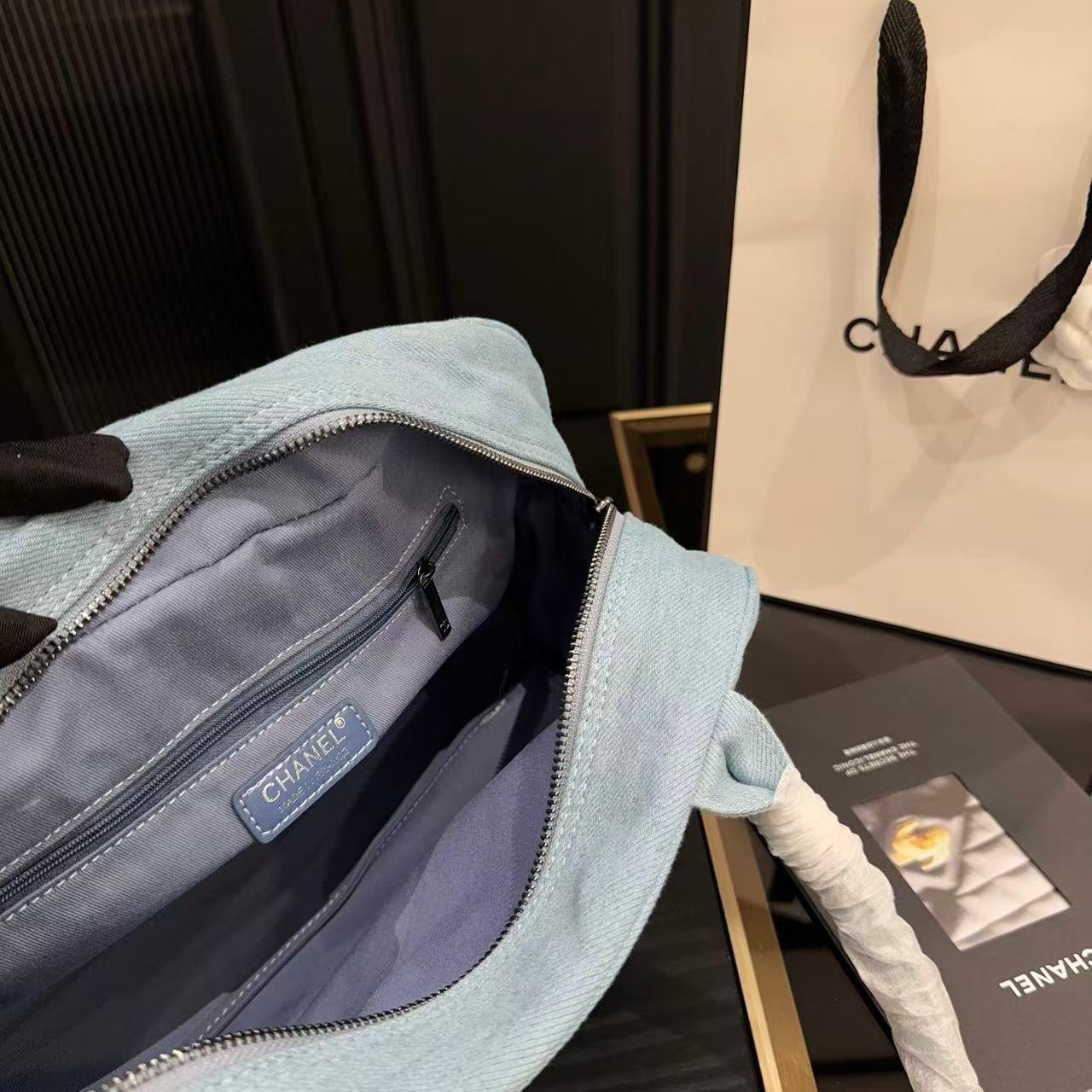 CHANE1 デニム ボウリングバッグ【 50％割引+送料無料】