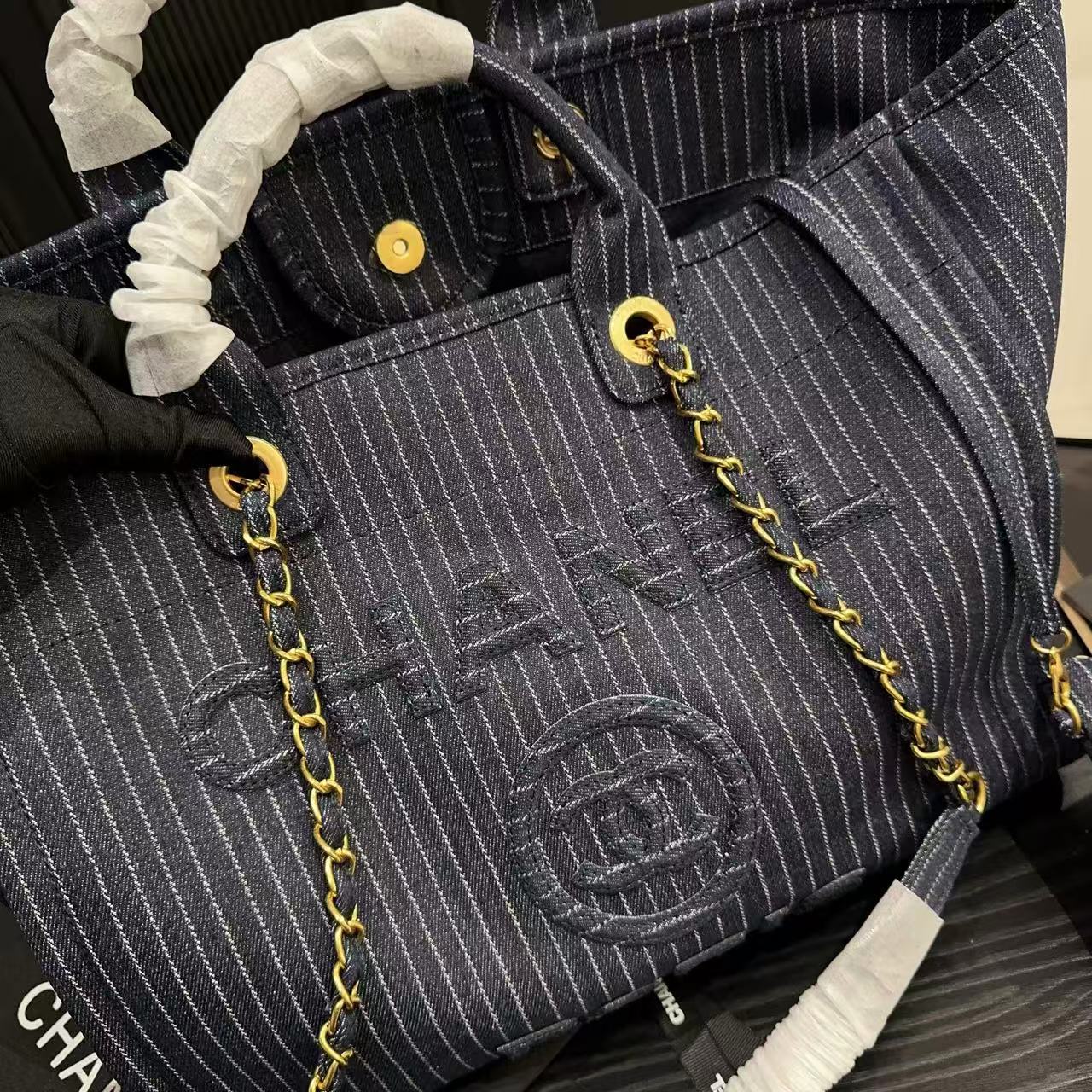 CHANE1 チェーンデニムショッピングバッグ【 50％割引+送料無料】