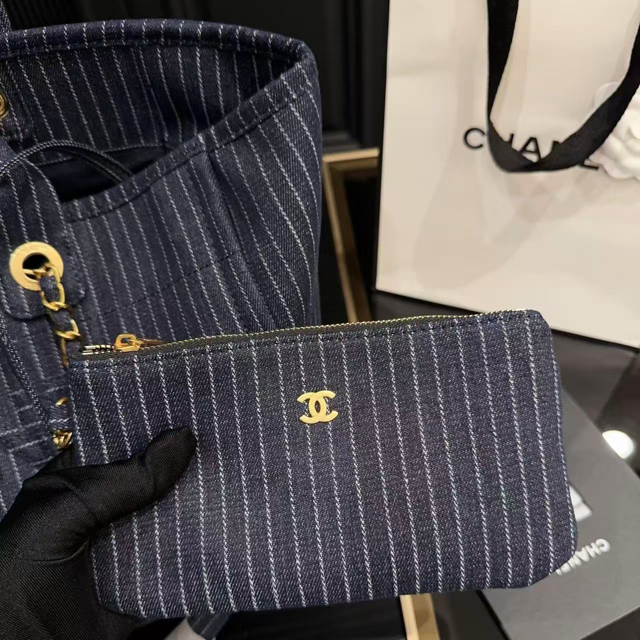 CHANE1 チェーンデニムショッピングバッグ【 50％割引+送料無料】