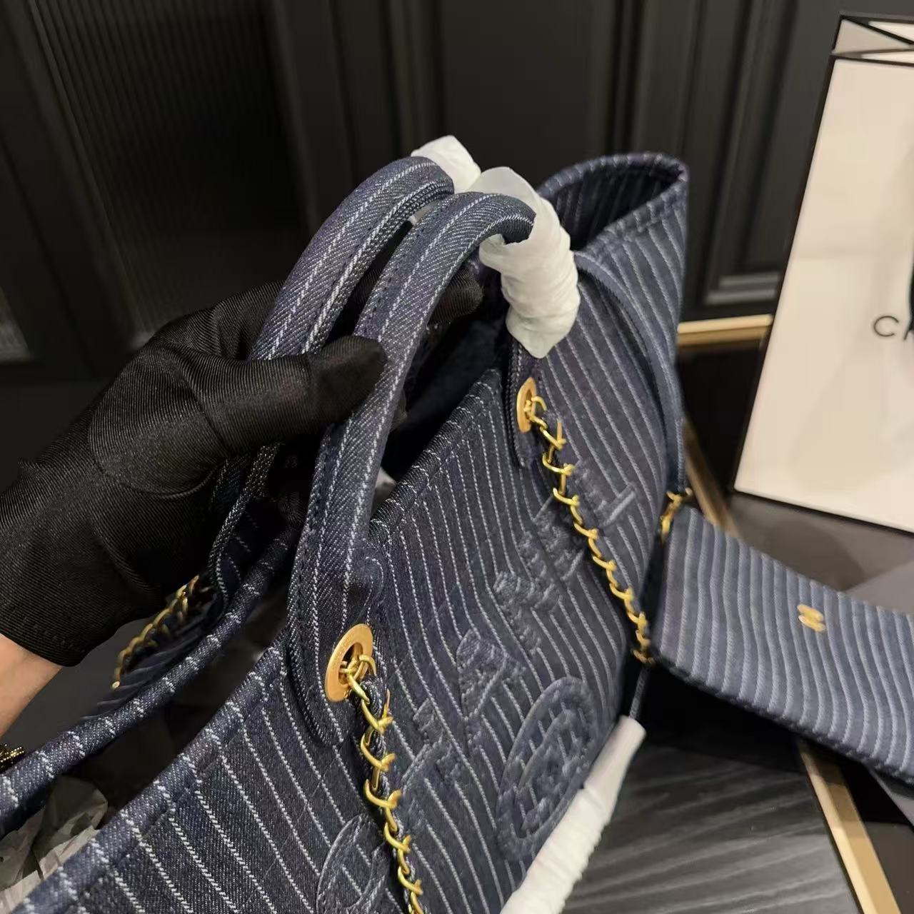 CHANE1 チェーンデニムショッピングバッグ【 50％割引+送料無料】