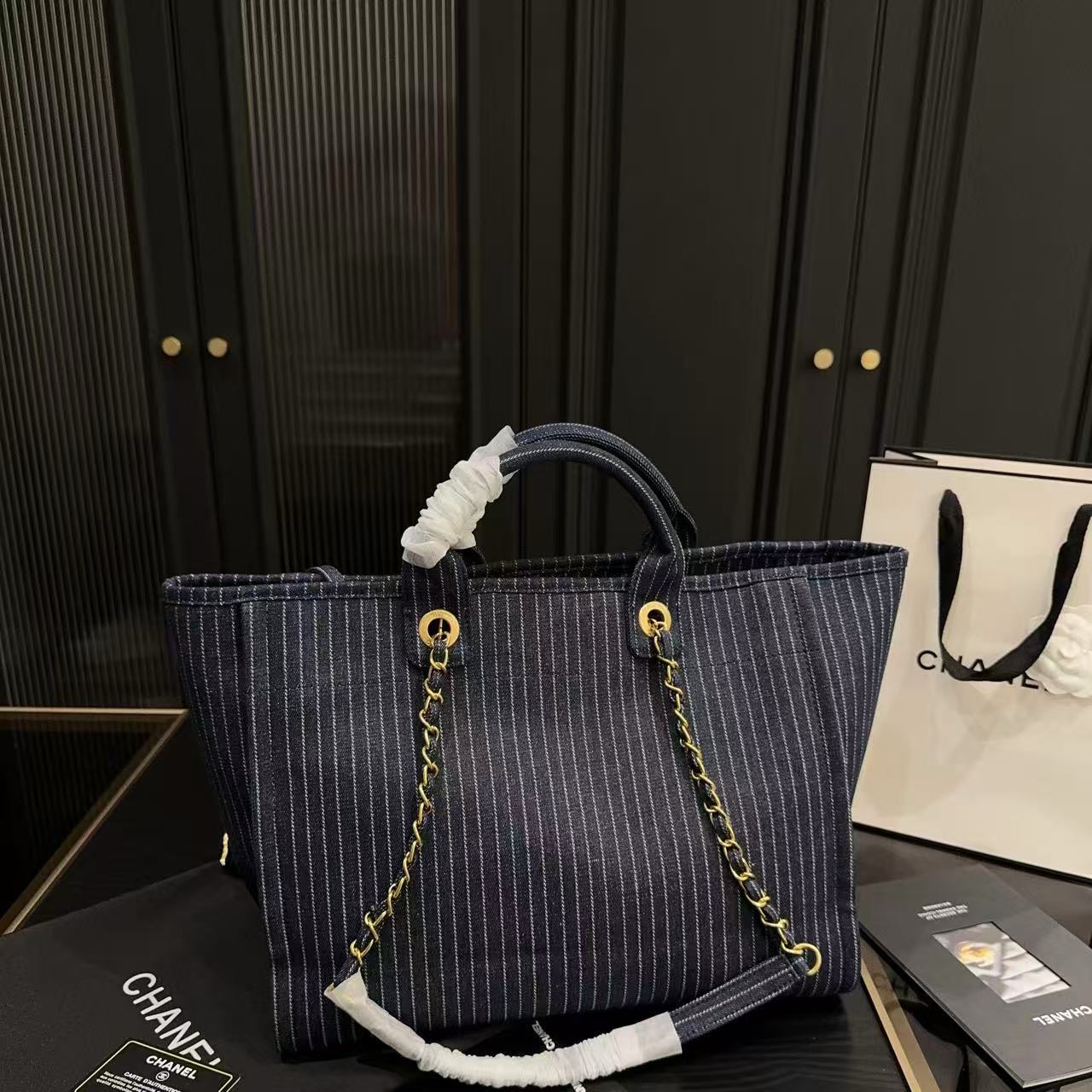 CHANE1 チェーンデニムショッピングバッグ【 50％割引+送料無料】