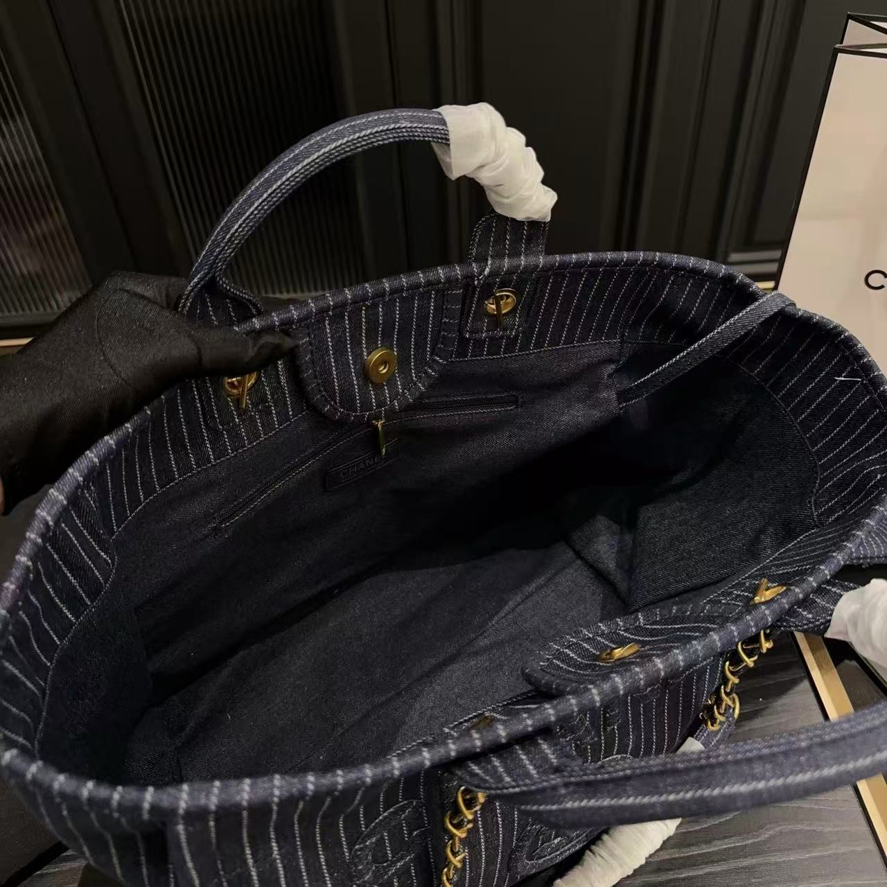 CHANE1 チェーンデニムショッピングバッグ【 50％割引+送料無料】