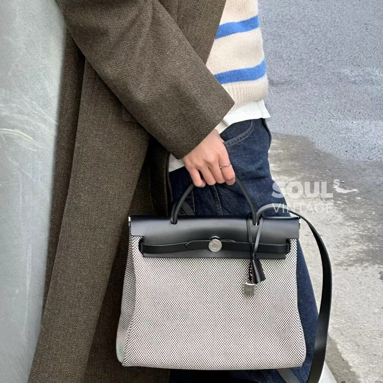 HERME5 カラーブロック キャンバス ショッピングバッグ【 50％割引+送料無料】