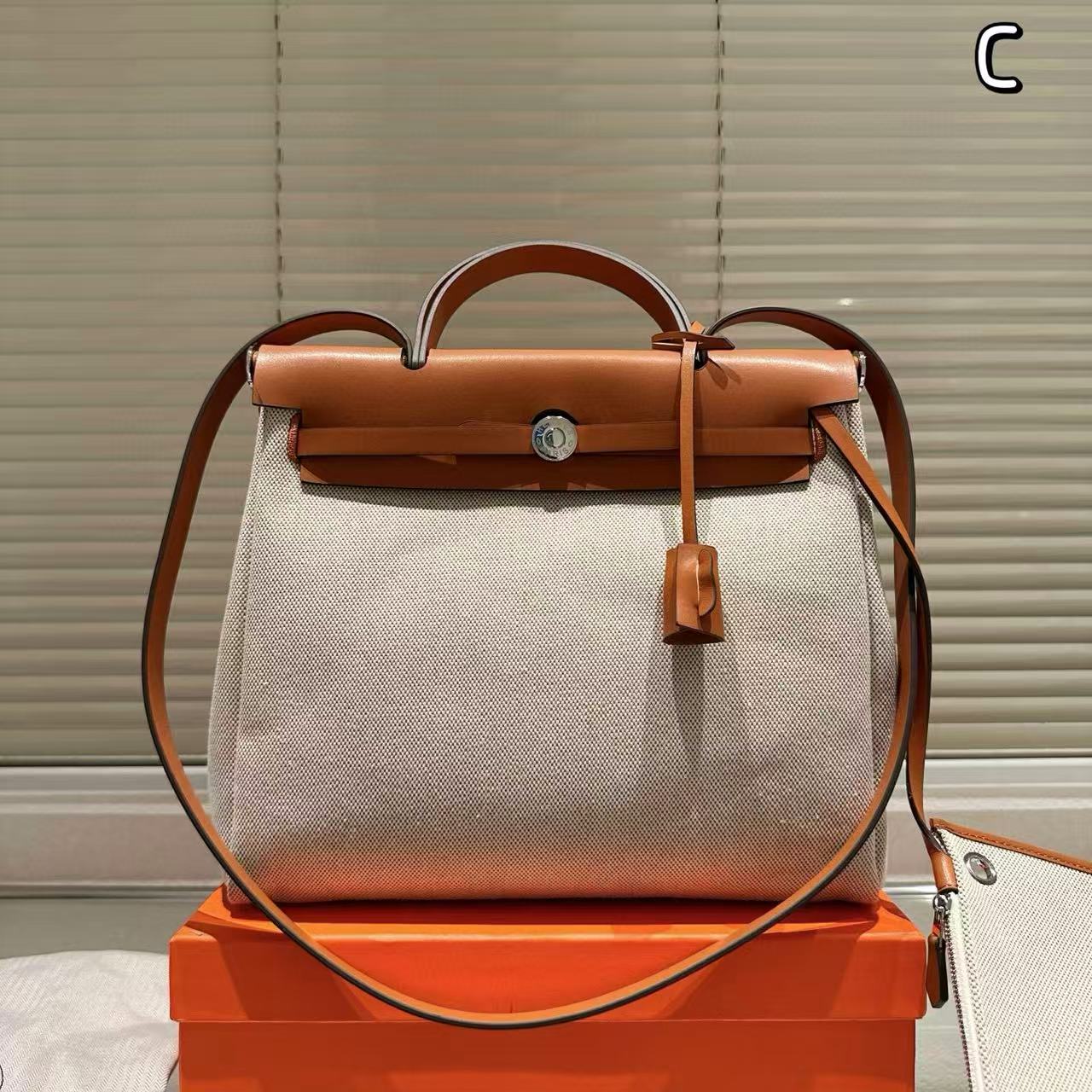 HERME5 カラーブロック キャンバス ショッピングバッグ【 50％割引+送料無料】