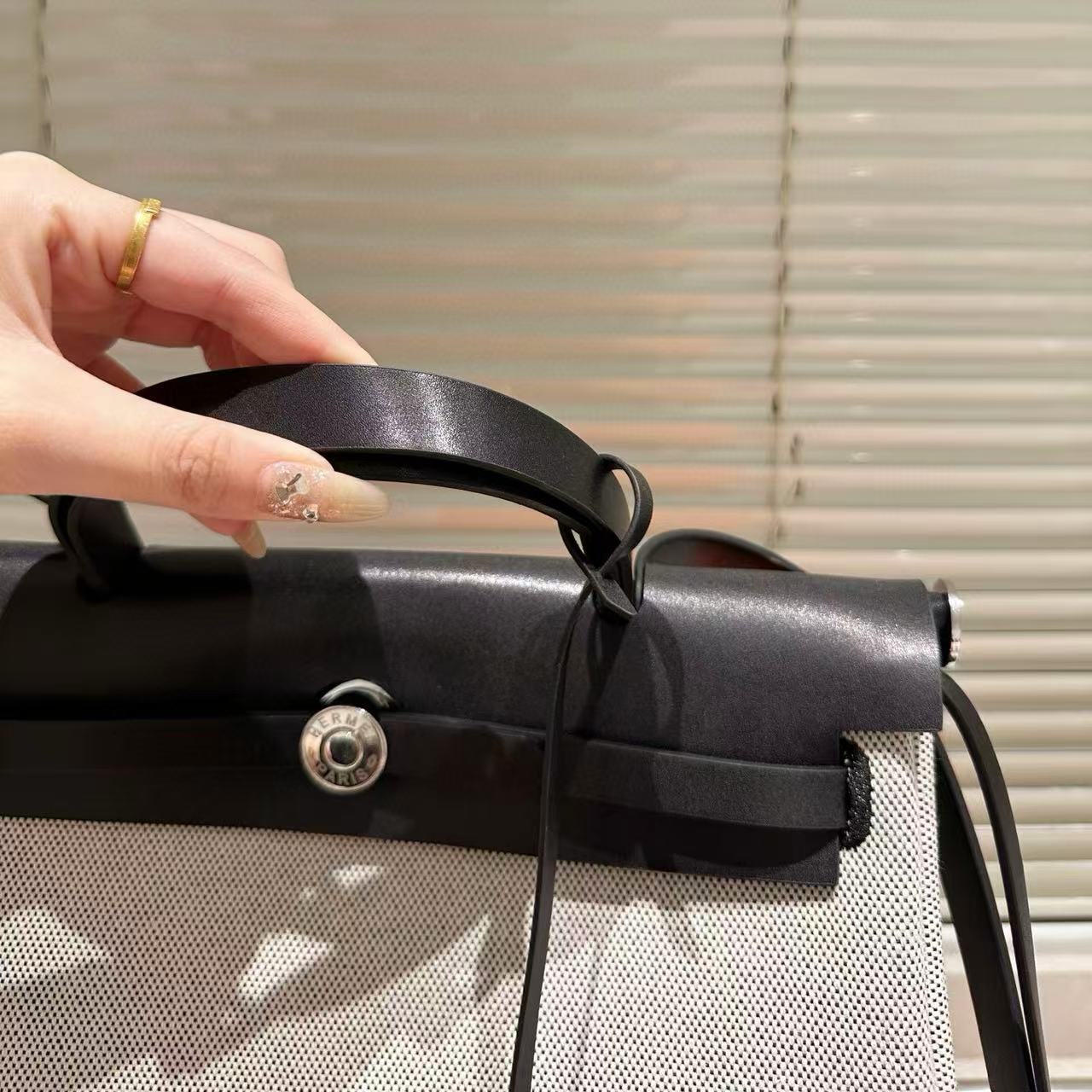 HERME5 カラーブロック キャンバス ショッピングバッグ【 50％割引+送料無料】