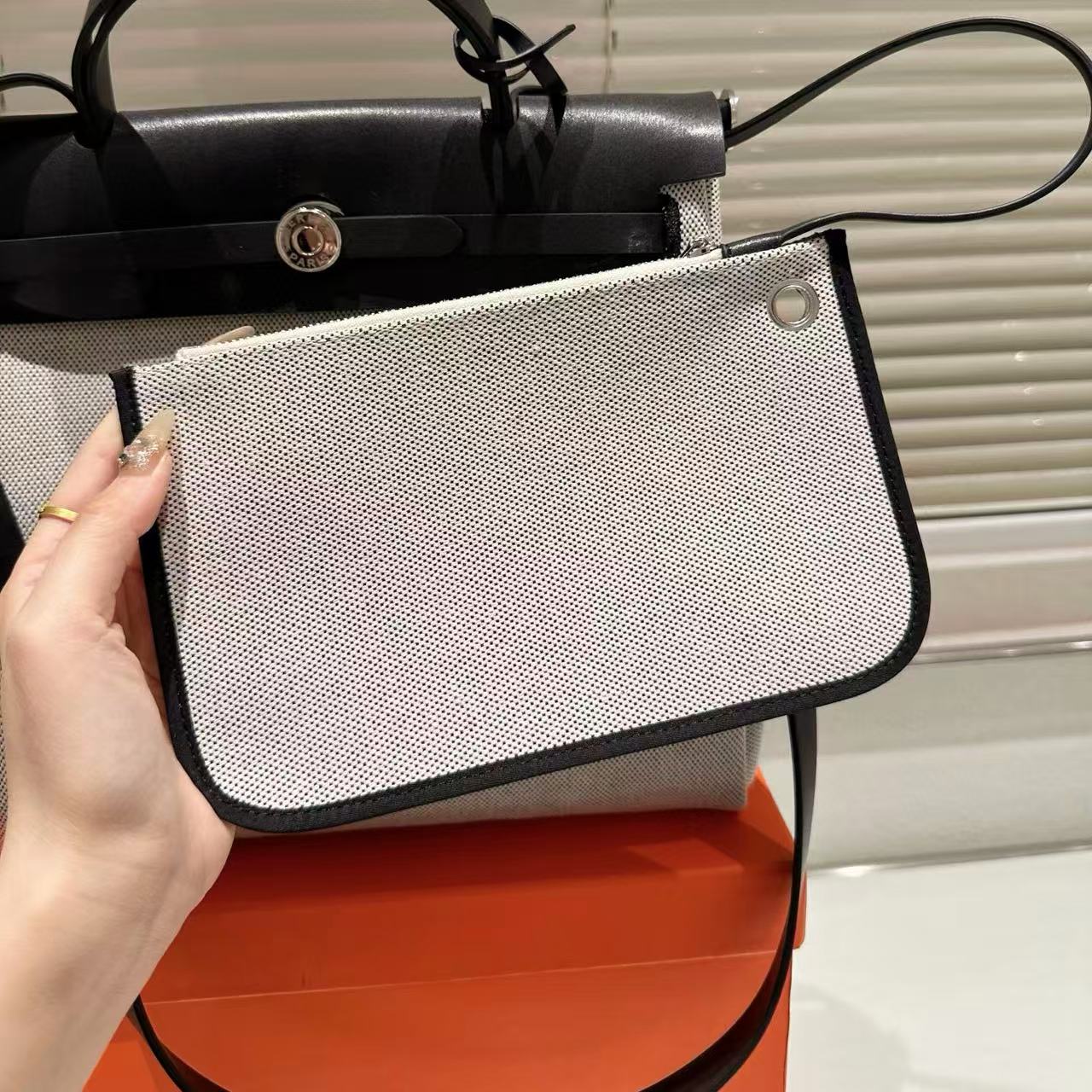 HERME5 カラーブロック キャンバス ショッピングバッグ【 50％割引+送料無料】