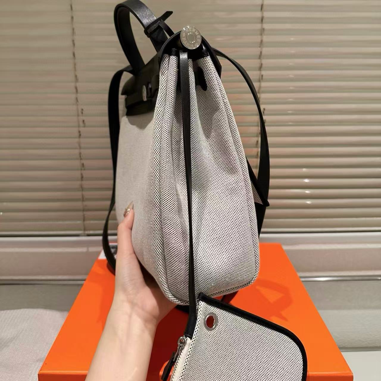 HERME5 カラーブロック キャンバス ショッピングバッグ【 50％割引+送料無料】