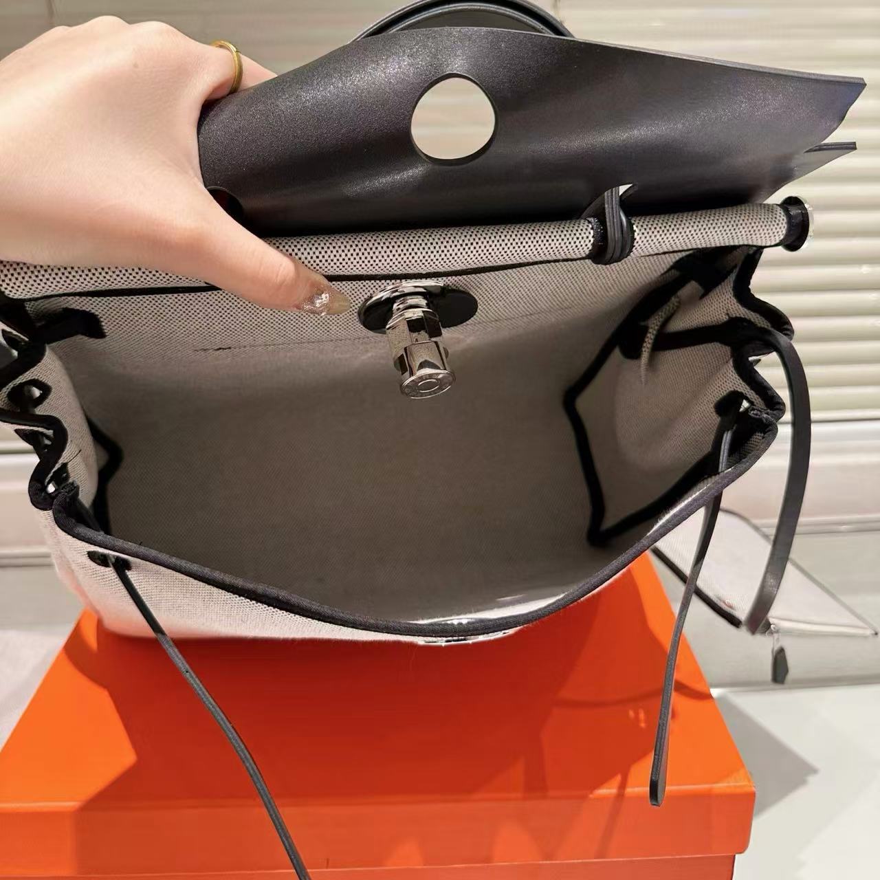 HERME5 カラーブロック キャンバス ショッピングバッグ【 50％割引+送料無料】