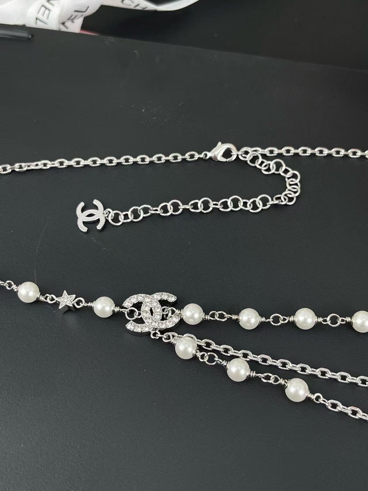 CHANE1 フルダイヤモンド バードパール タッセル ウエストネックレス【50％割引+送料無料】