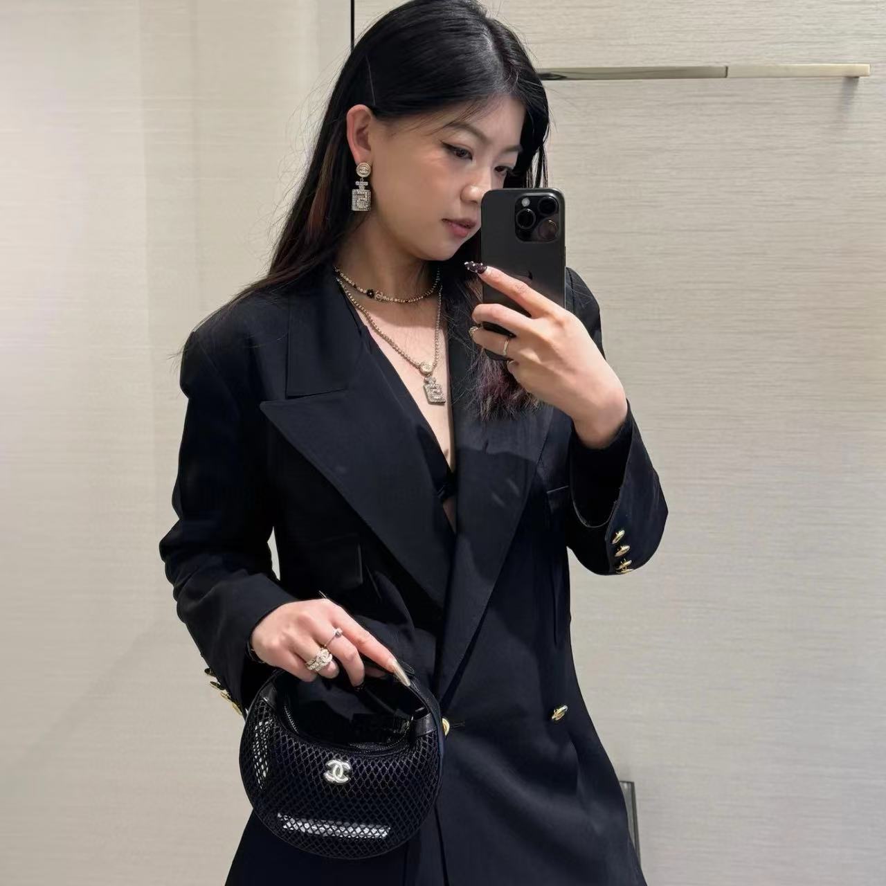 CHANE1 中空母子半月バッグ【 50％割引+送料無料】