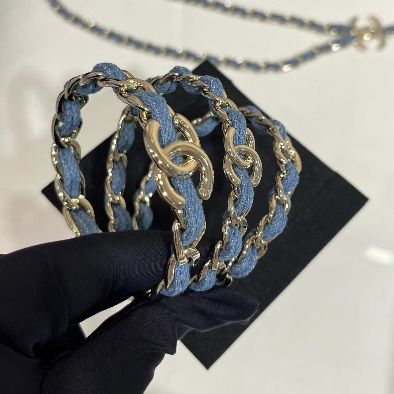 CHANE1 3ピース ダブルC デニムブレスレット【 50％割引+送料無料】