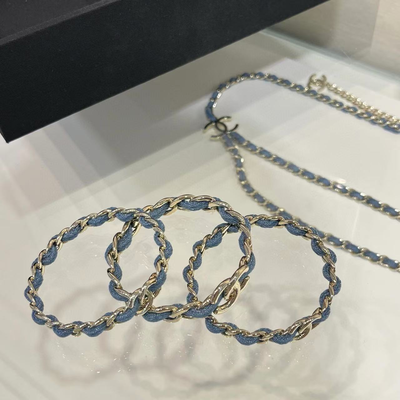 CHANE1 3ピース ダブルC デニムブレスレット【 50％割引+送料無料】