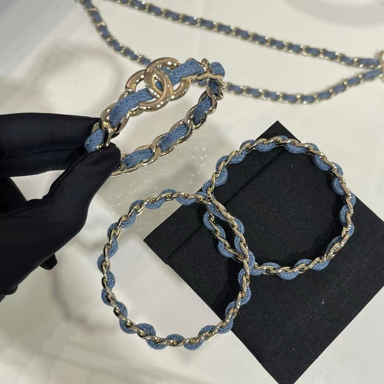 CHANE1 3ピース ダブルC デニムブレスレット【 50％割引+送料無料】