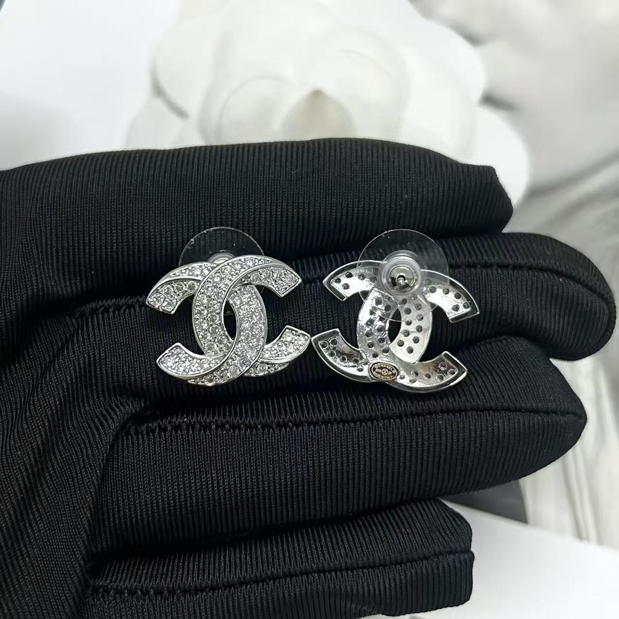 CHANE1 ダブルC ダイヤモンドイヤリング【 50％割引+送料無料】