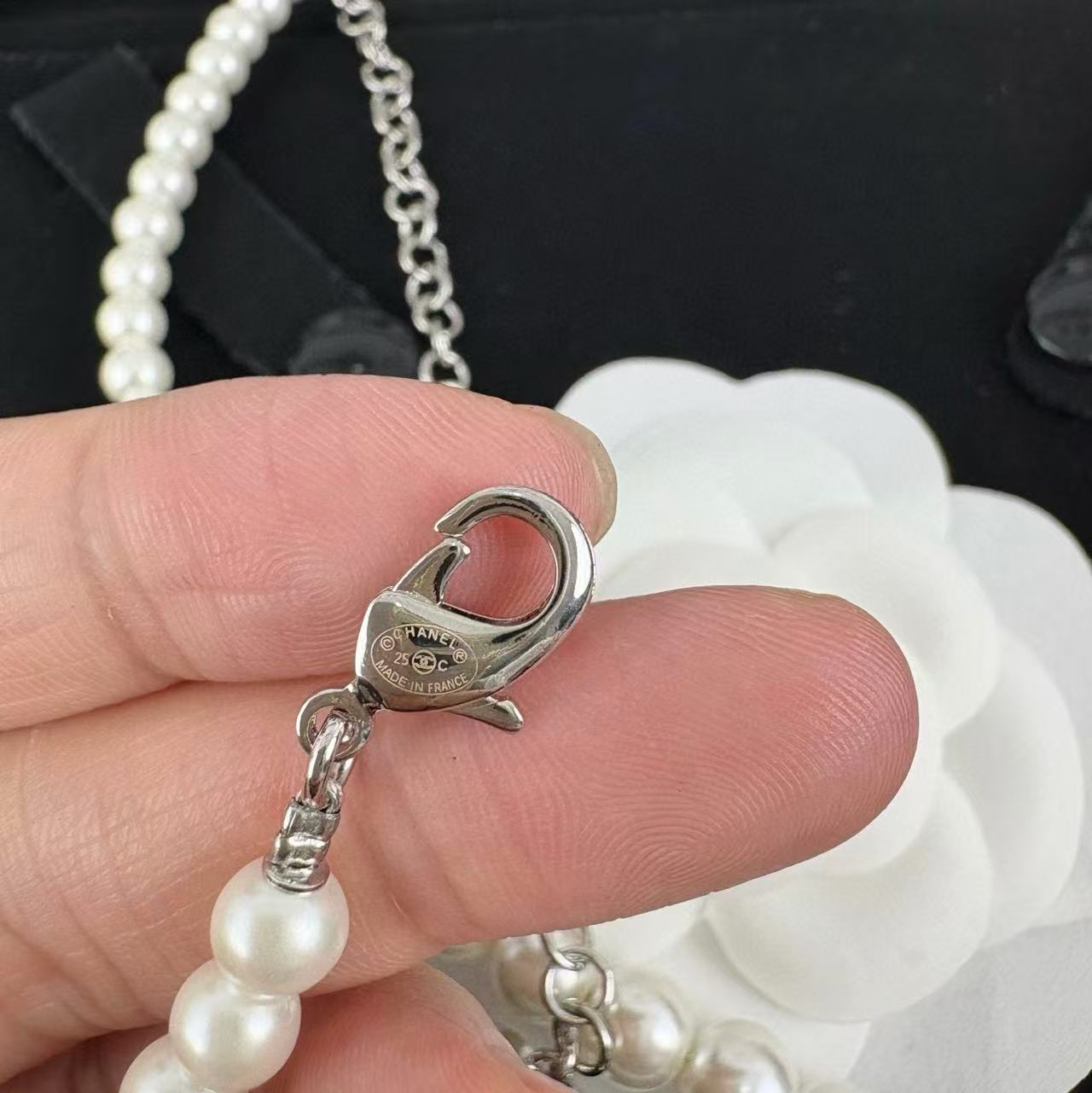 CHANE1 ダブルC パール＆ダイヤモンドネックレス【 50％割引+送料無料】