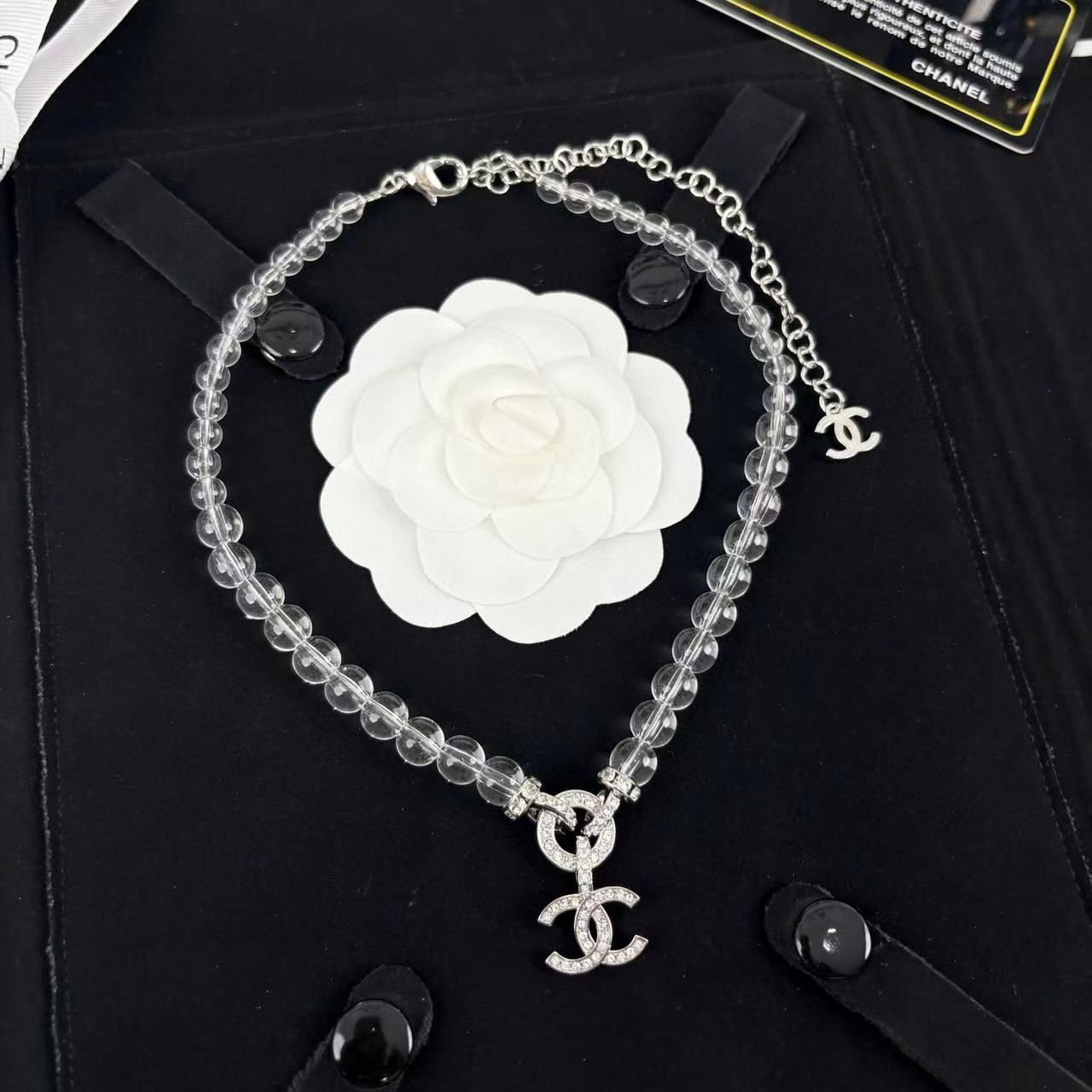 CHANE1 サークル フルダイヤモンド ダブルC ネックレス【 50％割引+送料無料】