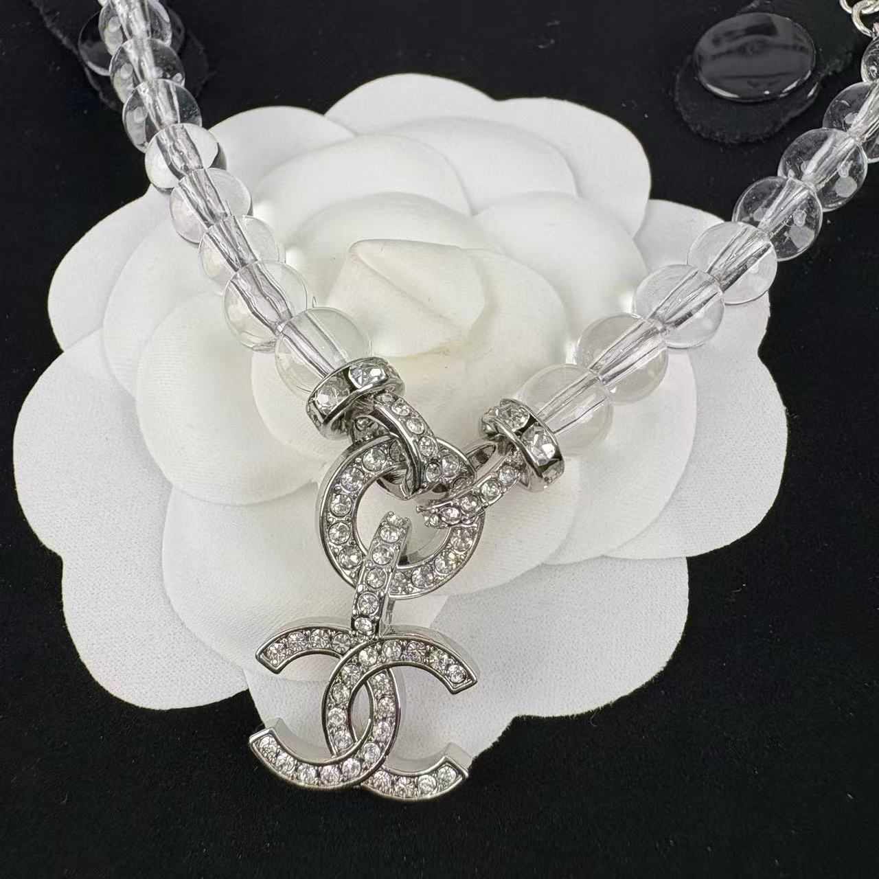 CHANE1 サークル フルダイヤモンド ダブルC ネックレス【 50％割引+送料無料】