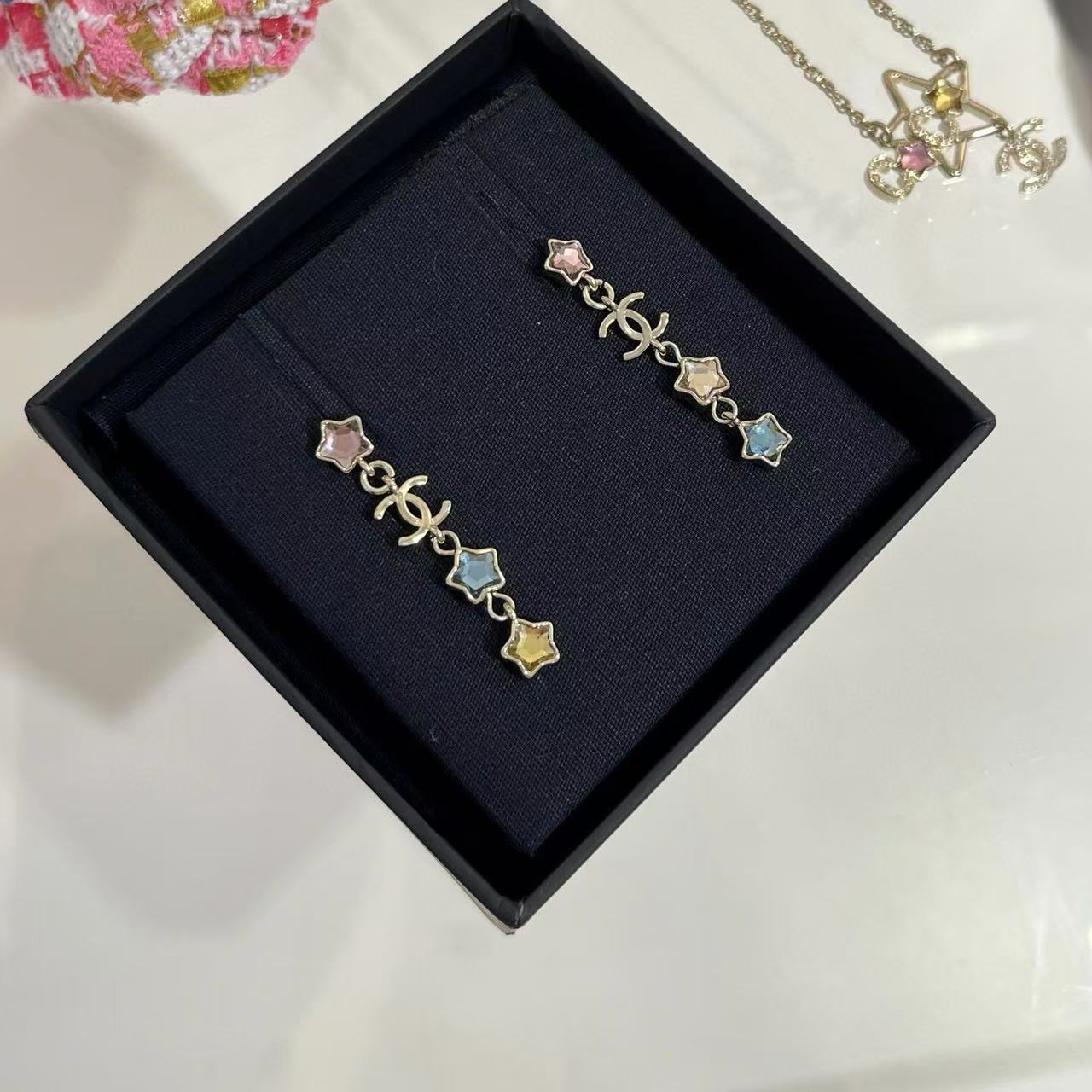 CHANE1 五芒星ダブルCイヤリング【 50％割引+送料無料】