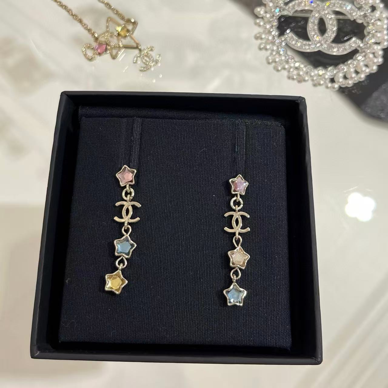 CHANE1 五芒星ダブルCイヤリング【 50％割引+送料無料】