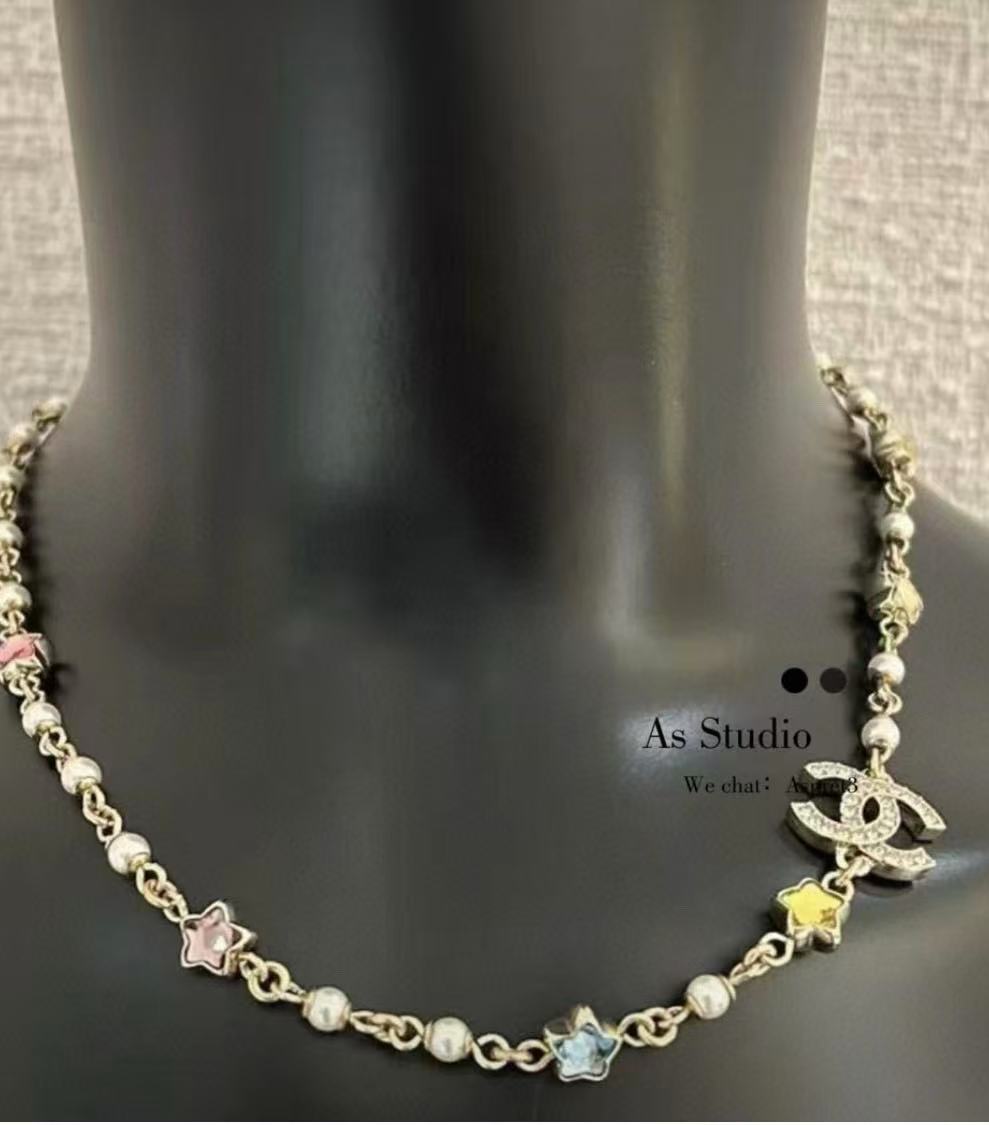 CHANE1 五芒星ダブルCパールネックレス【 50％割引+送料無料】