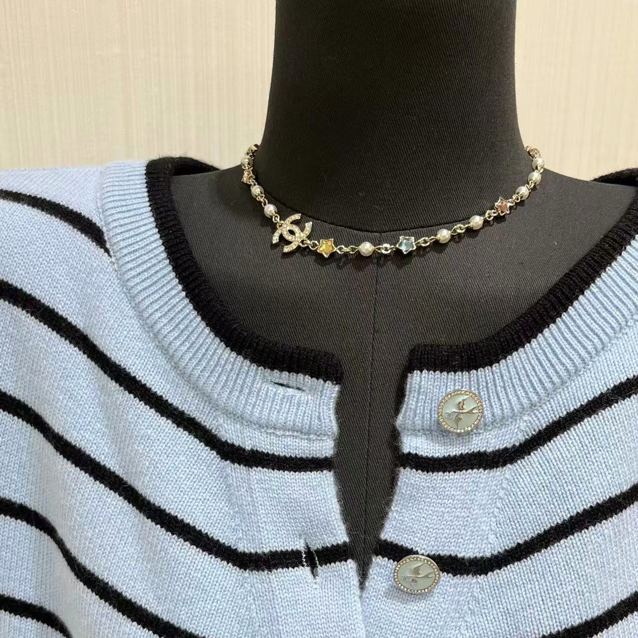 CHANE1 五芒星ダブルCパールネックレス【 50％割引+送料無料】