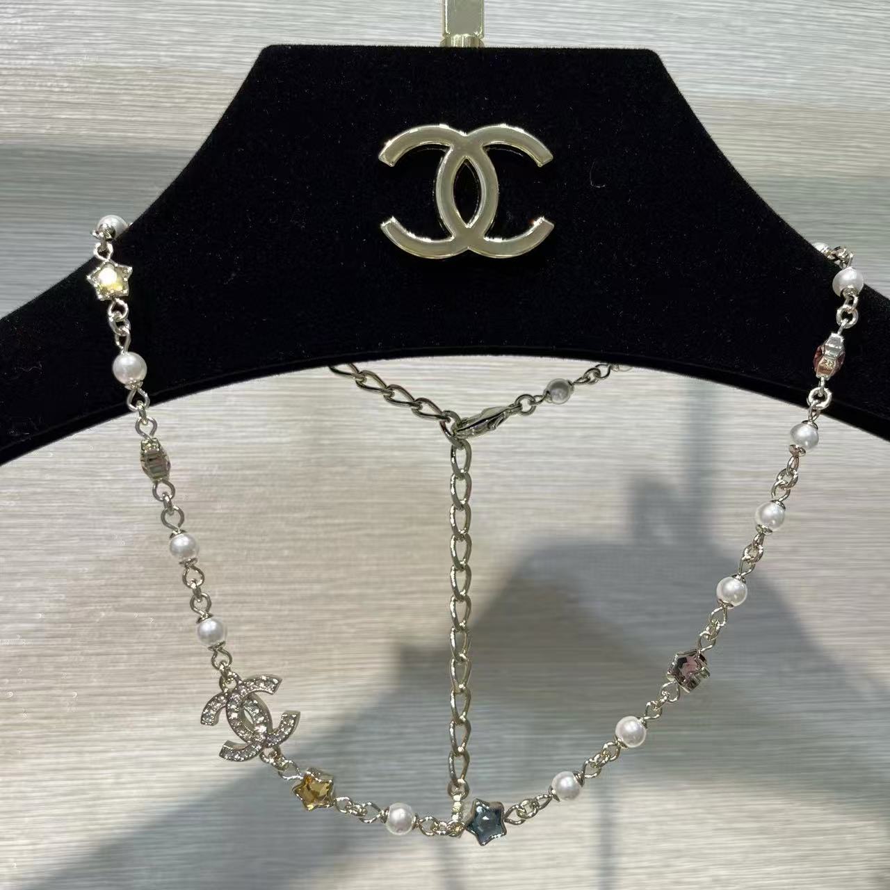 CHANE1 五芒星ダブルCパールネックレス【 50％割引+送料無料】