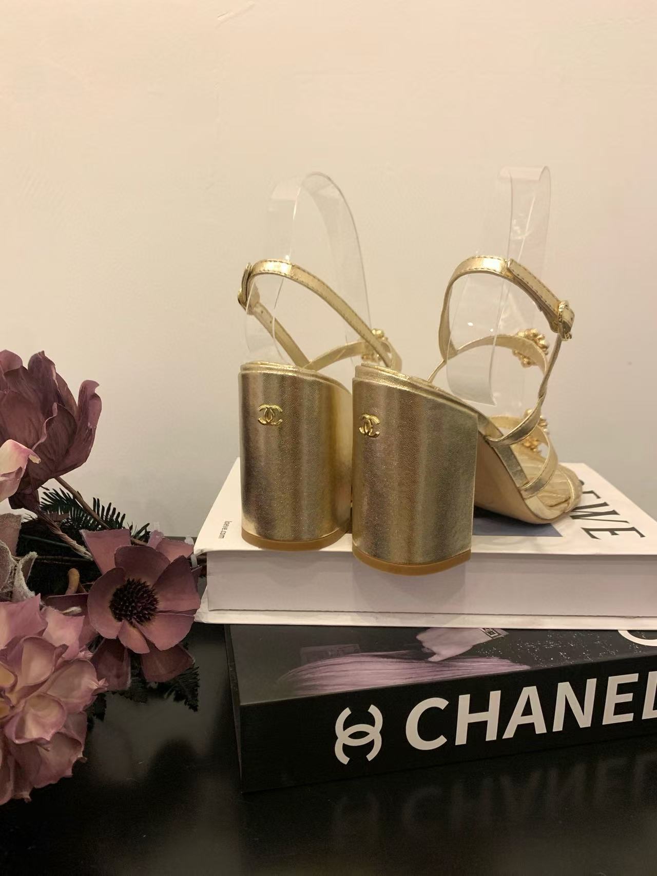 CHANE1 高品質パールフラワーハイヒールサンダル【50％割引+送料無料】