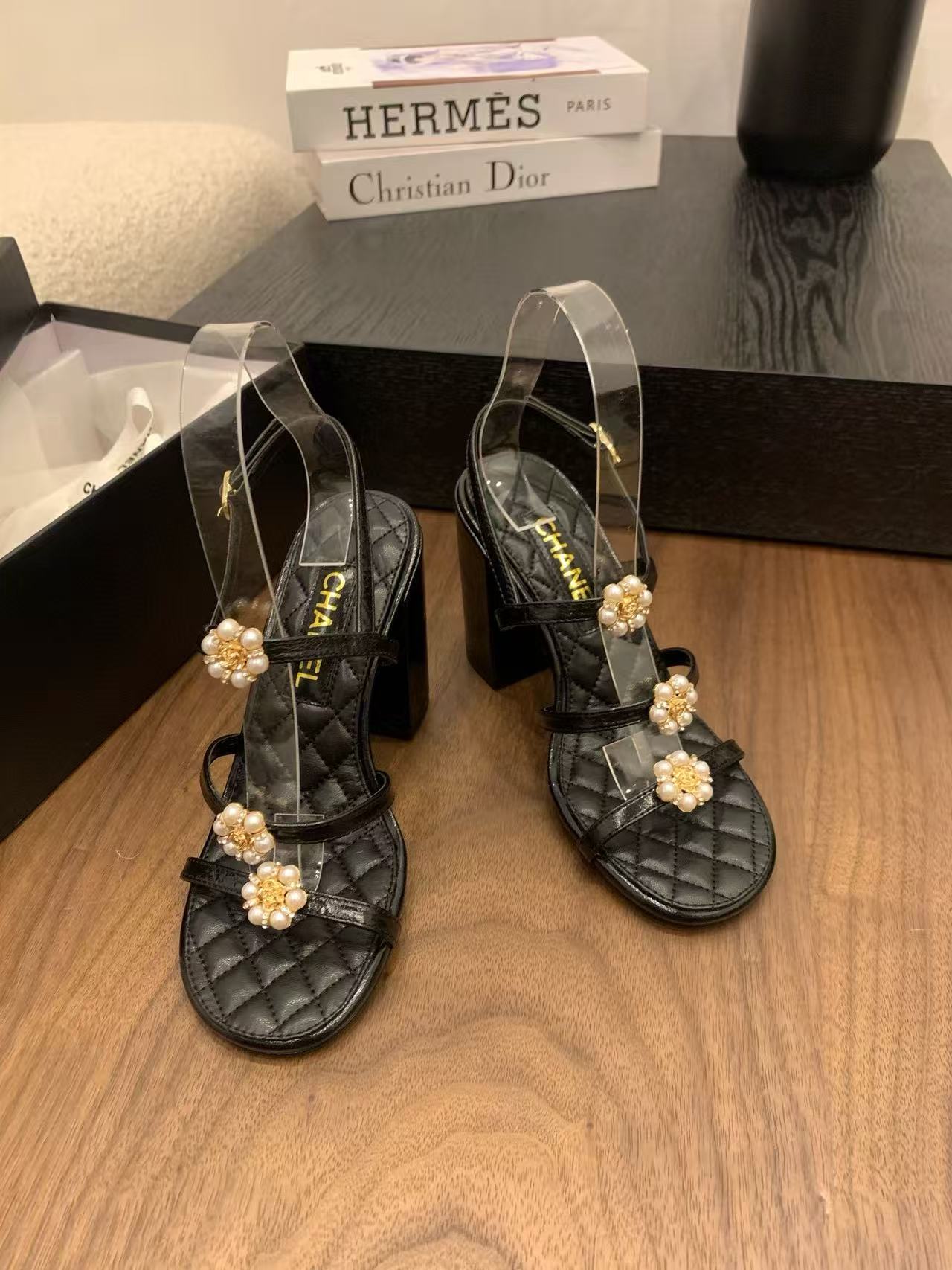 CHANE1 高品質パールフラワーハイヒールサンダル【50％割引+送料無料】