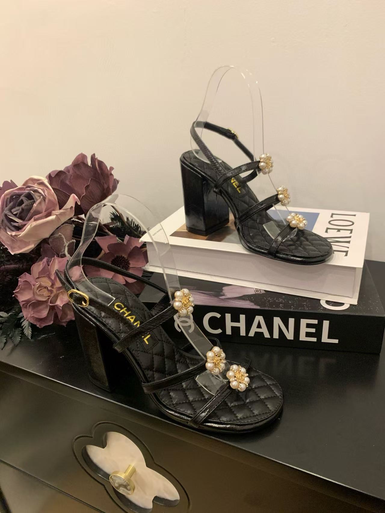 CHANE1 高品質パールフラワーハイヒールサンダル【50％割引+送料無料】