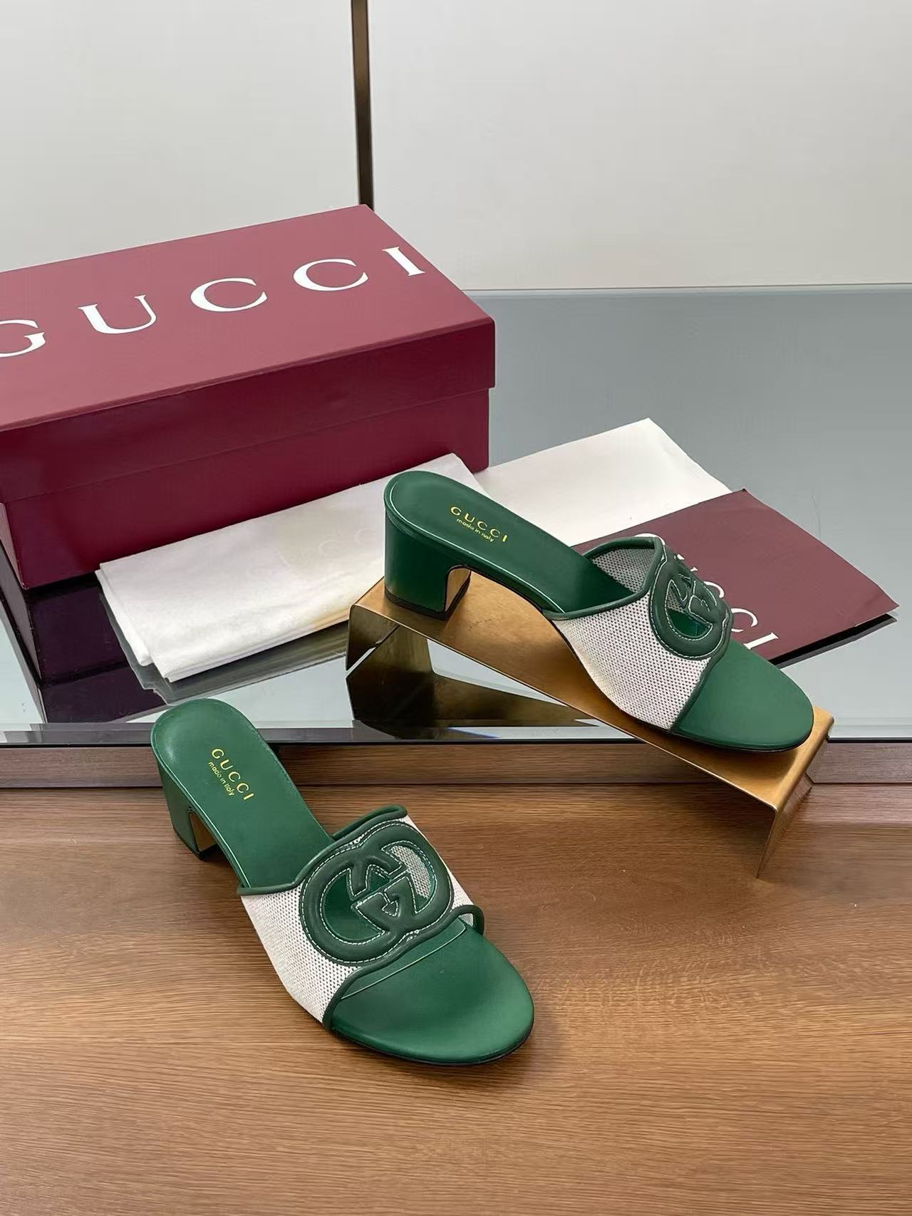 GUCC1 高品質ダブルG中空ハイヒール【50％割引+送料無料】