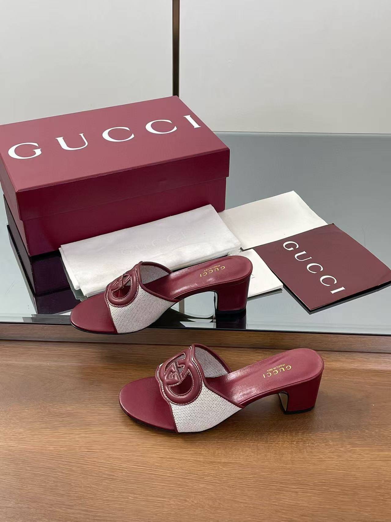 GUCC1 高品質ダブルG中空ハイヒール【50％割引+送料無料】