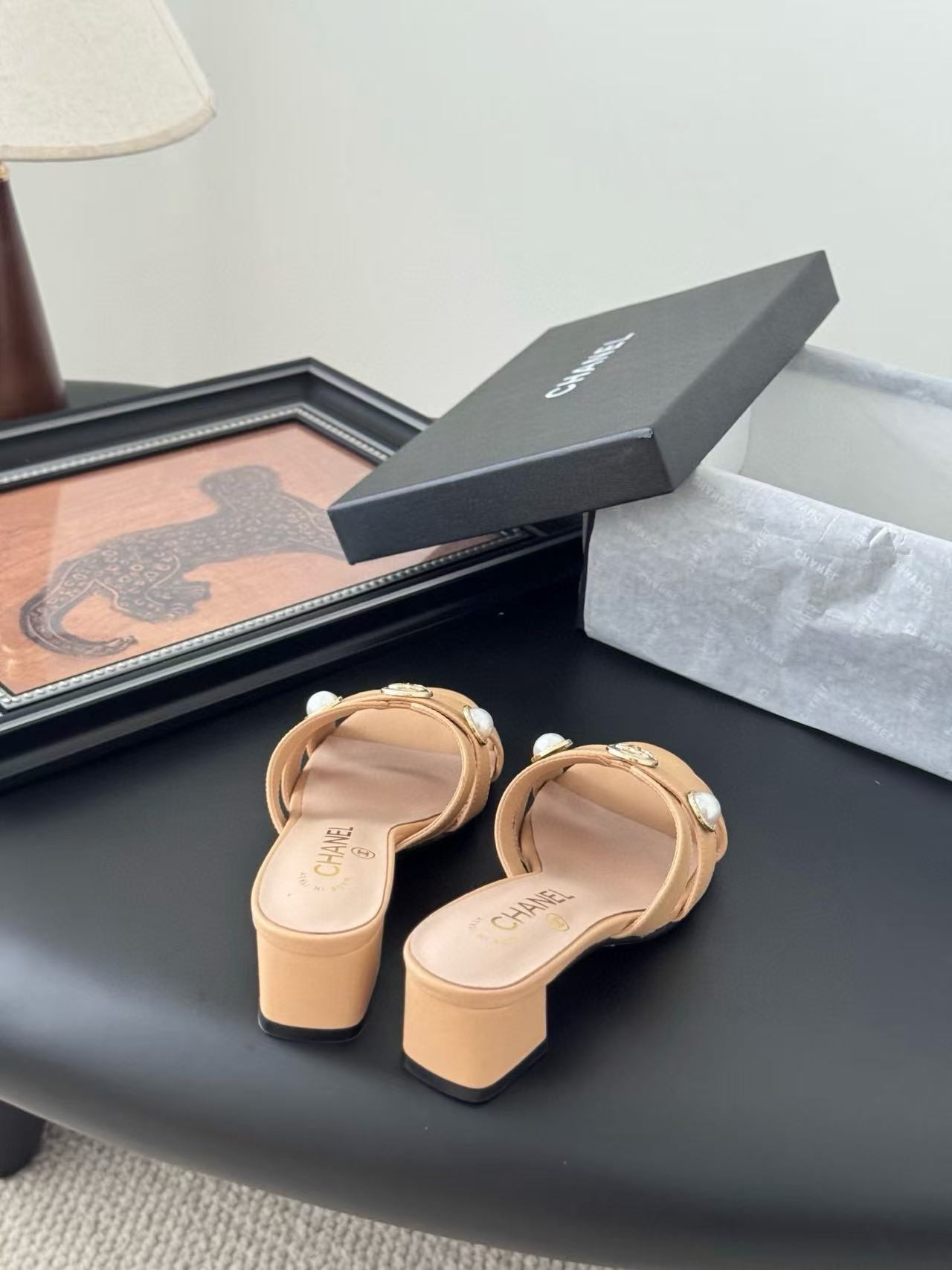 CHANE1 高品質ダブルCローヒールスリッパ【50％割引+送料無料】