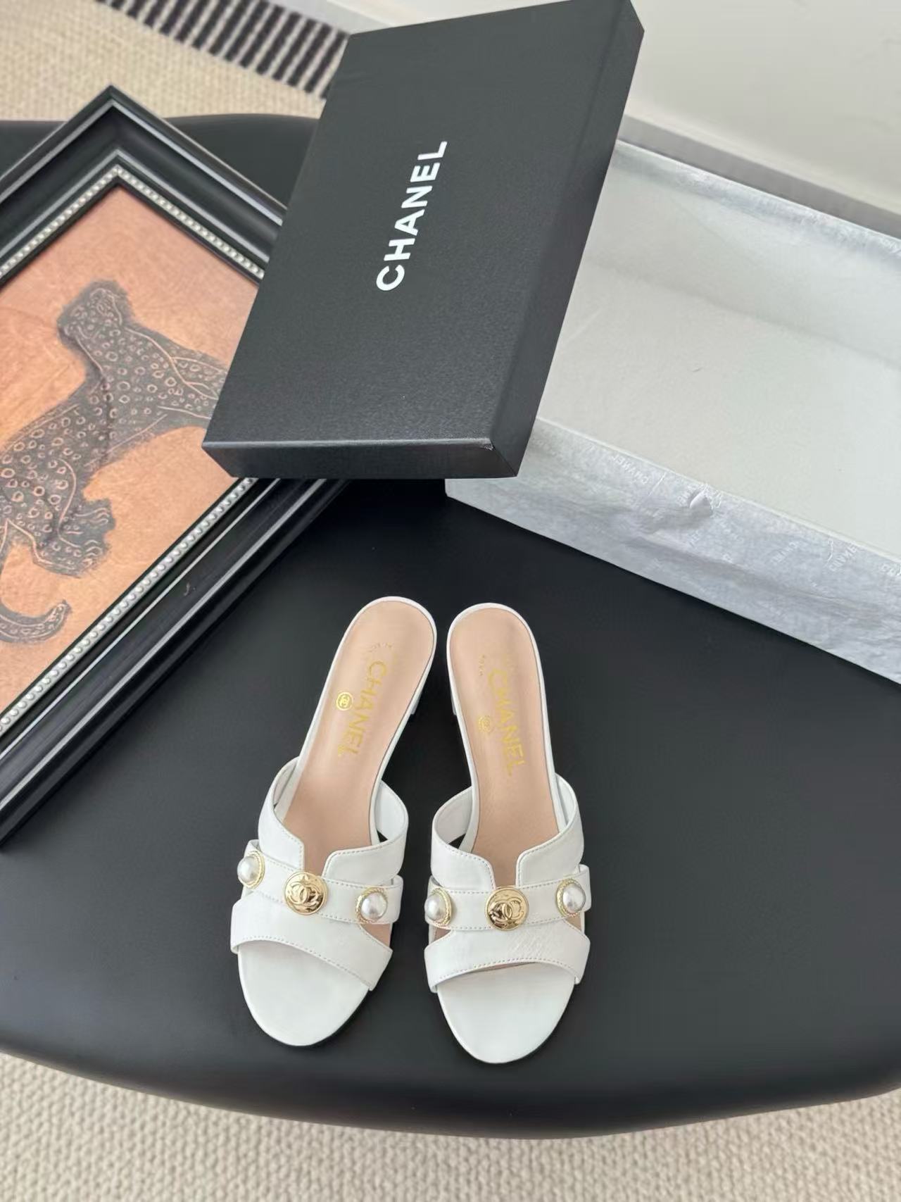 CHANE1 高品質ダブルCローヒールスリッパ【50％割引+送料無料】