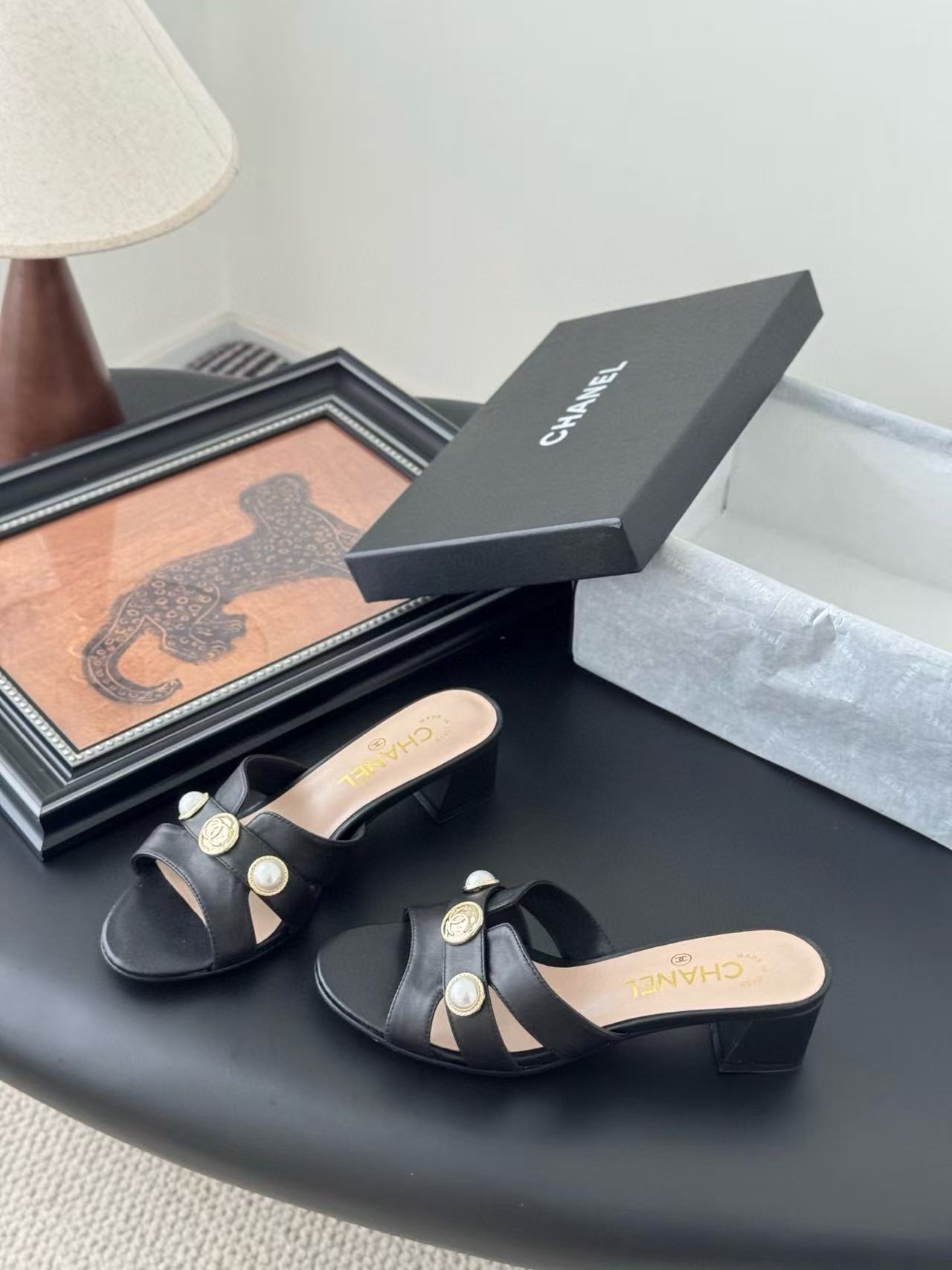 CHANE1 高品質ダブルCローヒールスリッパ【50％割引+送料無料】