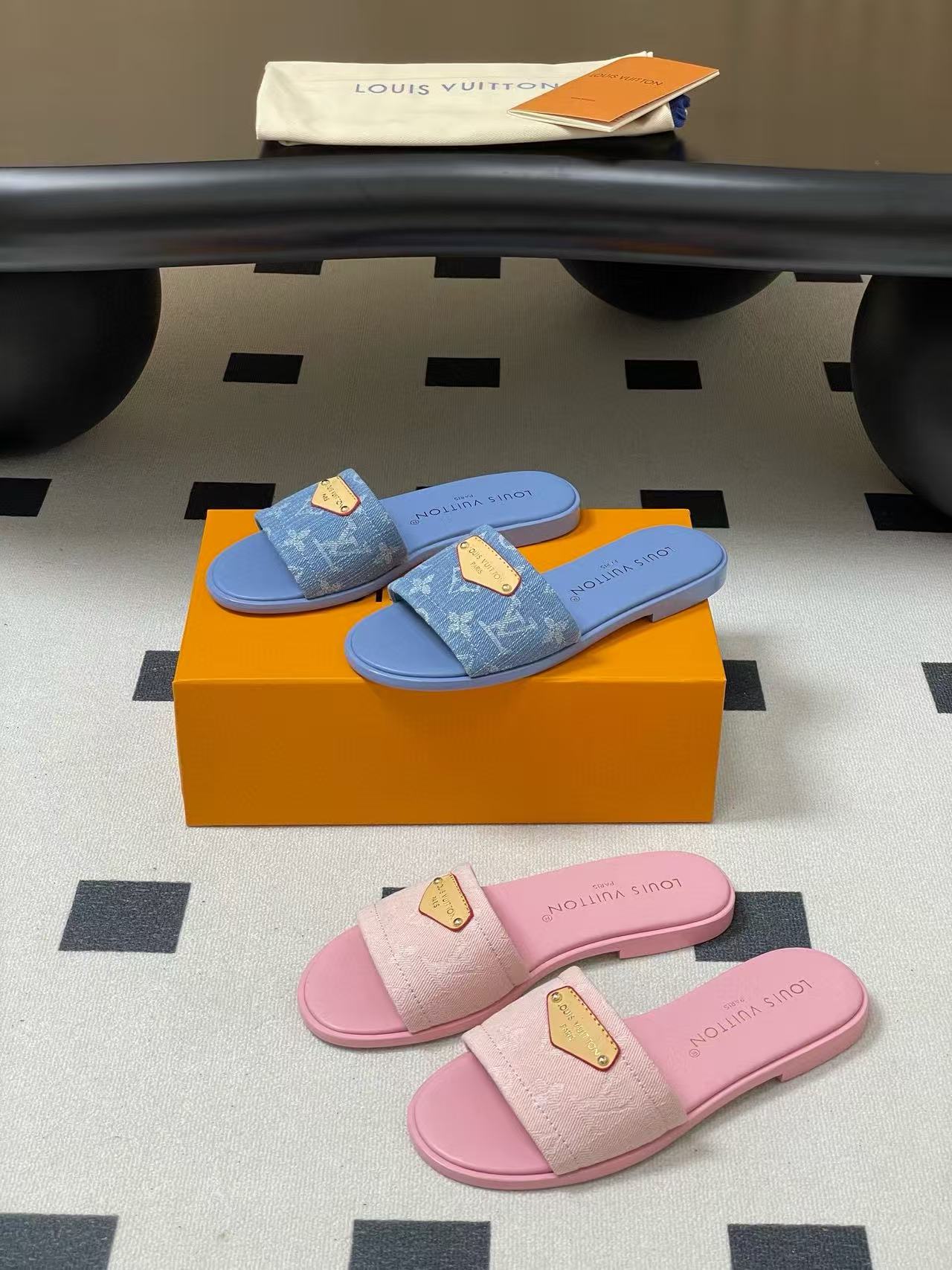 LVの高品質デニムスリッパ【50％割引+送料無料】