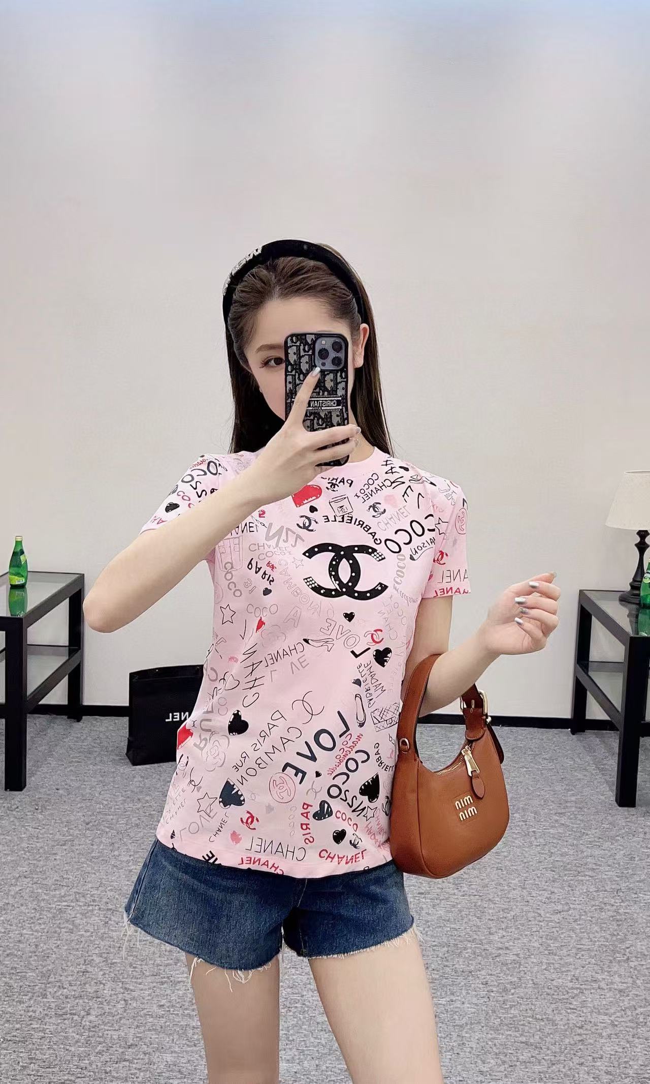 CHANE1 ダブルCフルレターTシャツ【 50％割引+送料無料】