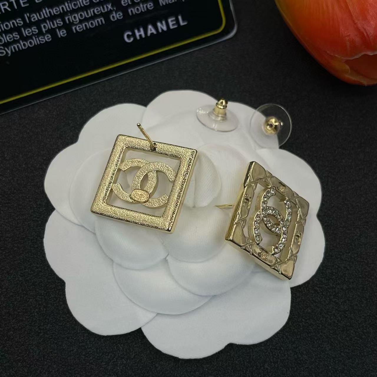 CHANE1 スクエアダブルCイヤリング【 50％割引+送料無料】