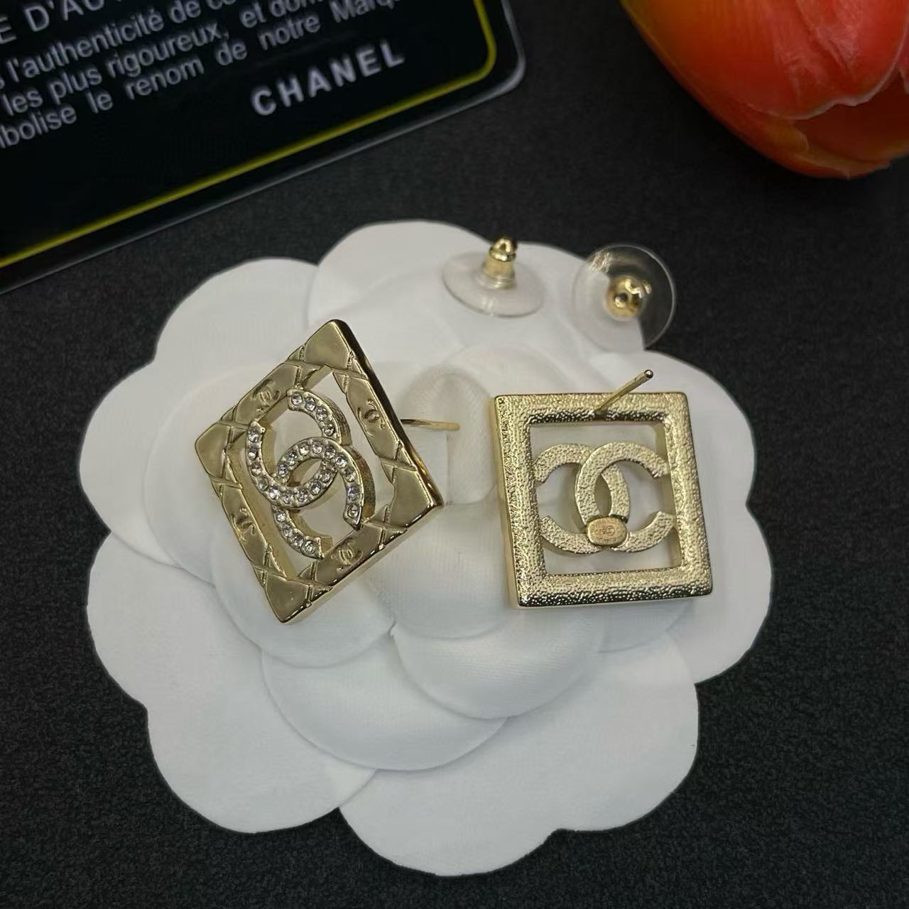 CHANE1 スクエアダブルCイヤリング【 50％割引+送料無料】