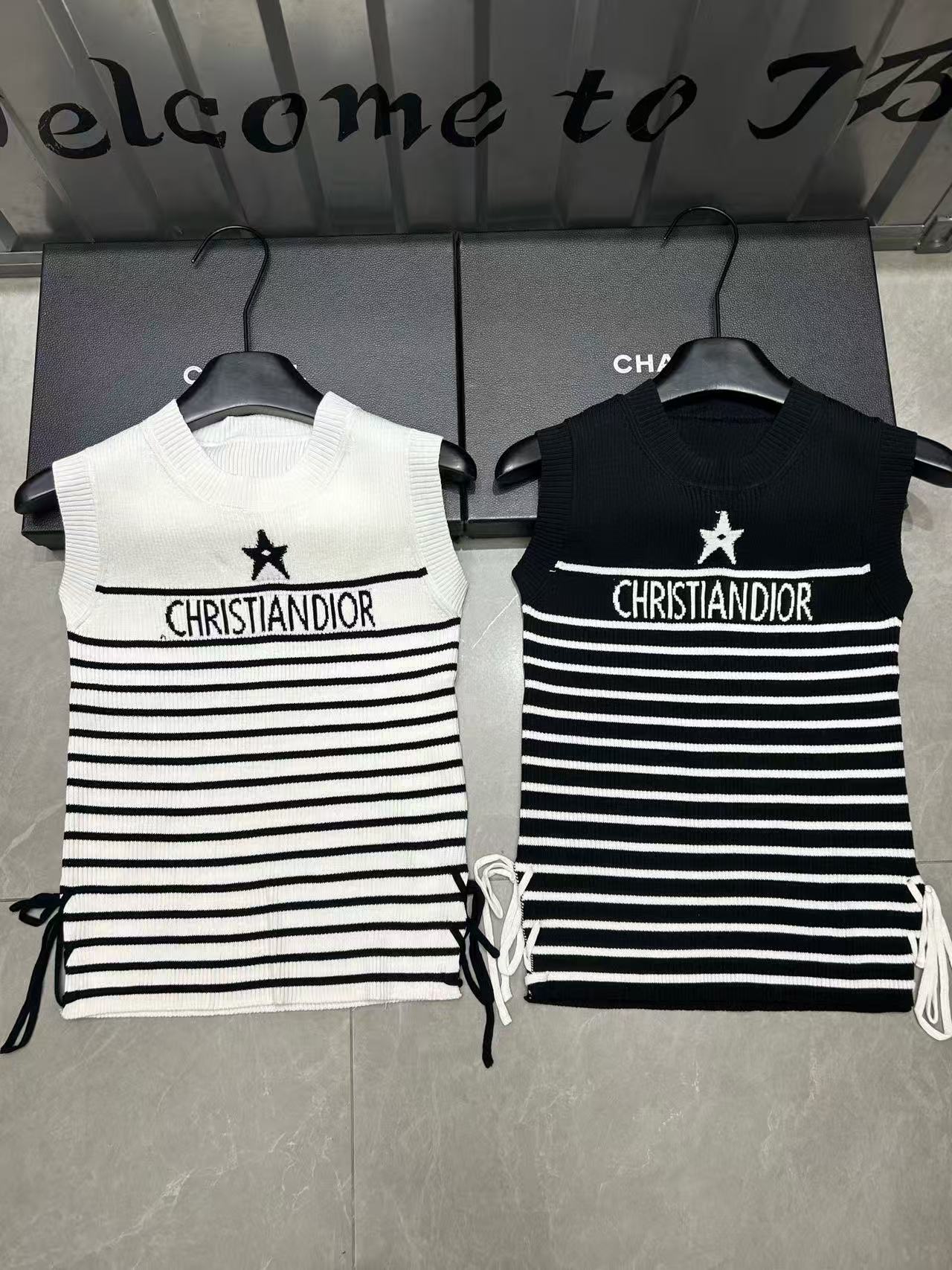 DI0R ストライプニットベスト【 50％割引+送料無料】