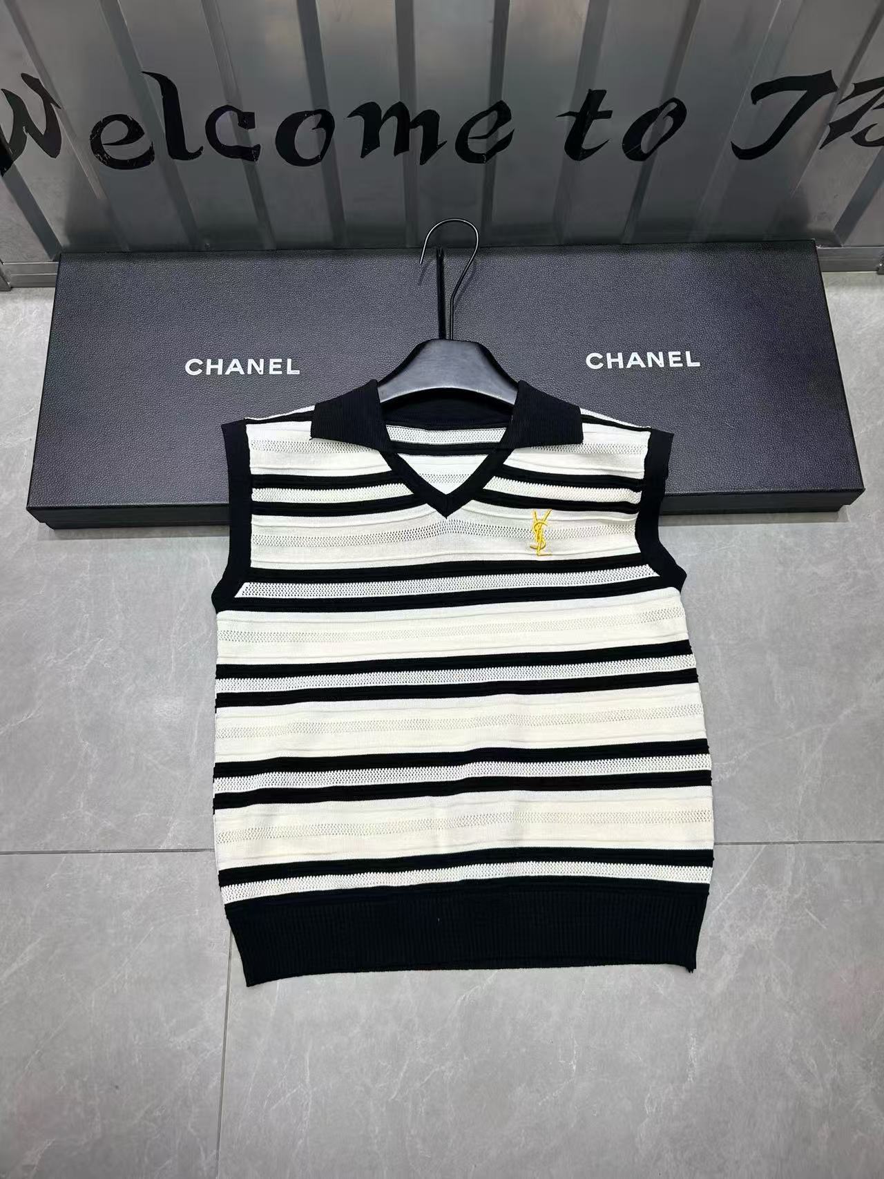 YSL ラペルストライプウールベスト【 50％割引+送料無料】