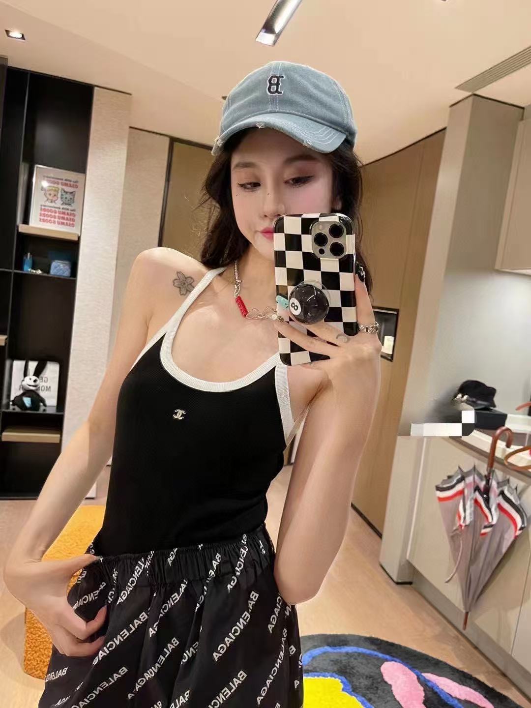 CHANE1 ダブルC シンプルワンピース水着【 50％割引+送料無料】