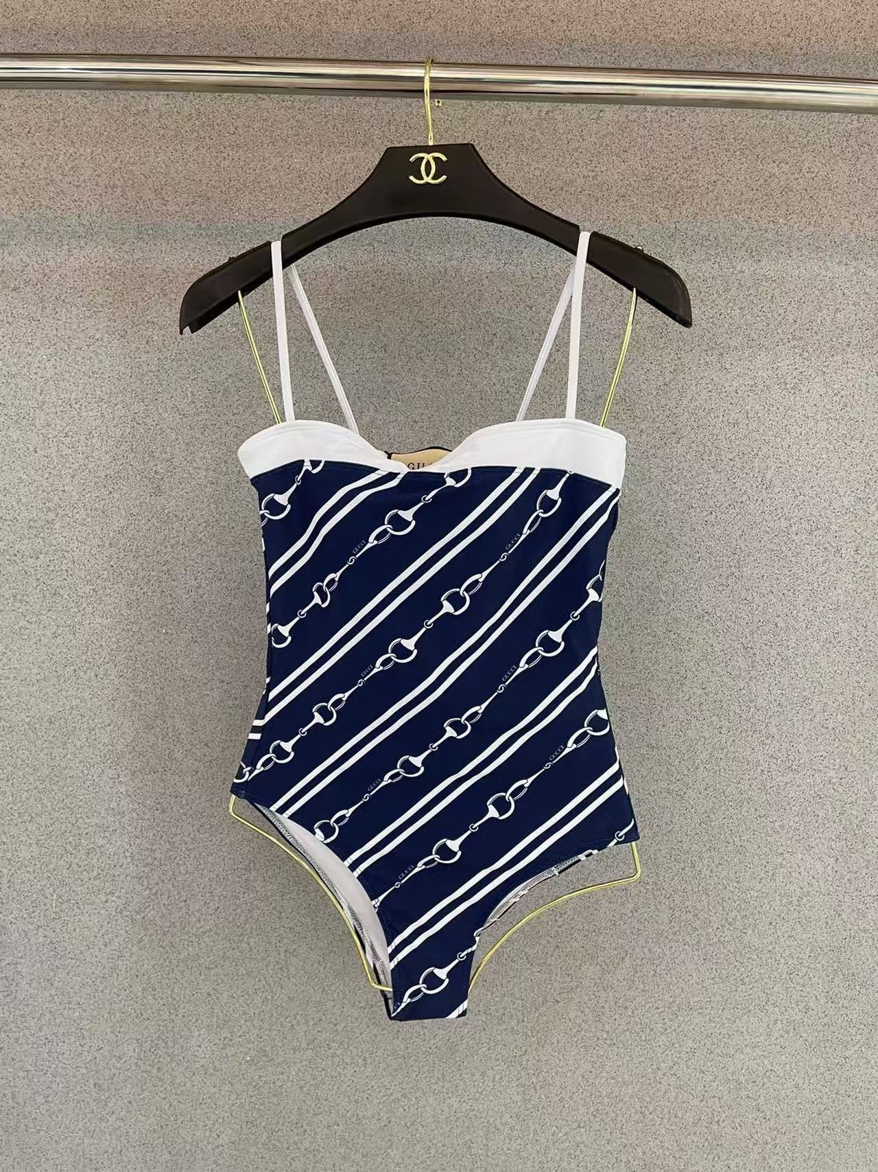 GUCC1 オープンバック カラーブロックプリント ワンピース水着【 50％割引+送料無料】