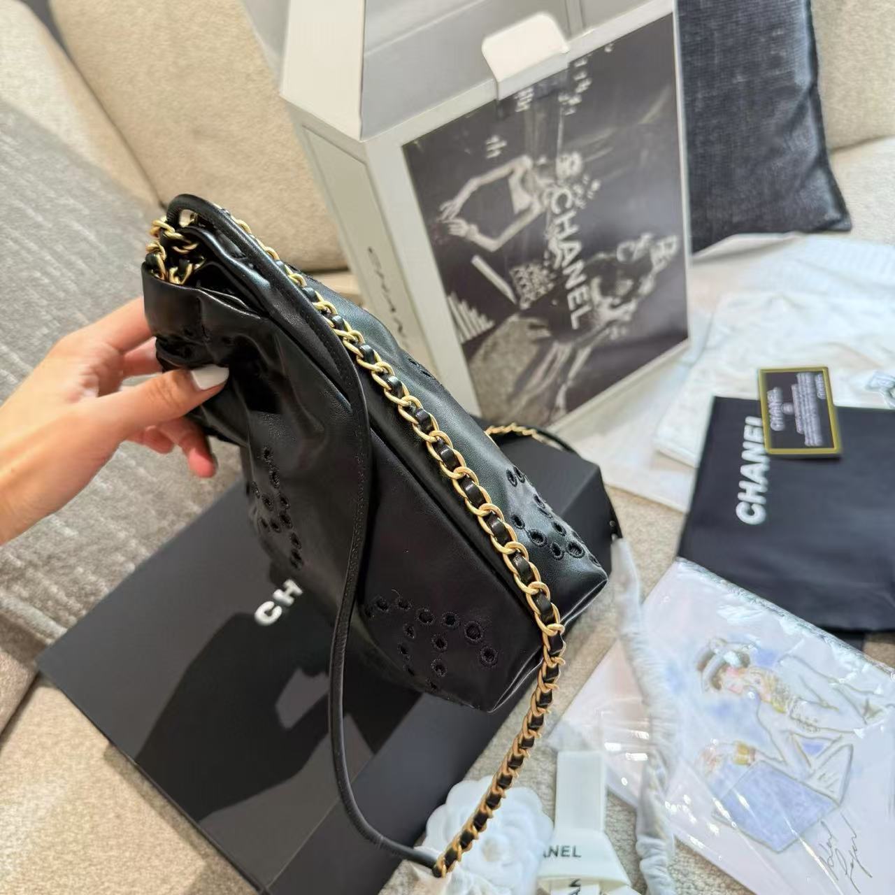 CHANE1 チェーン中空ショッピングバッグ【 50％割引+送料無料】