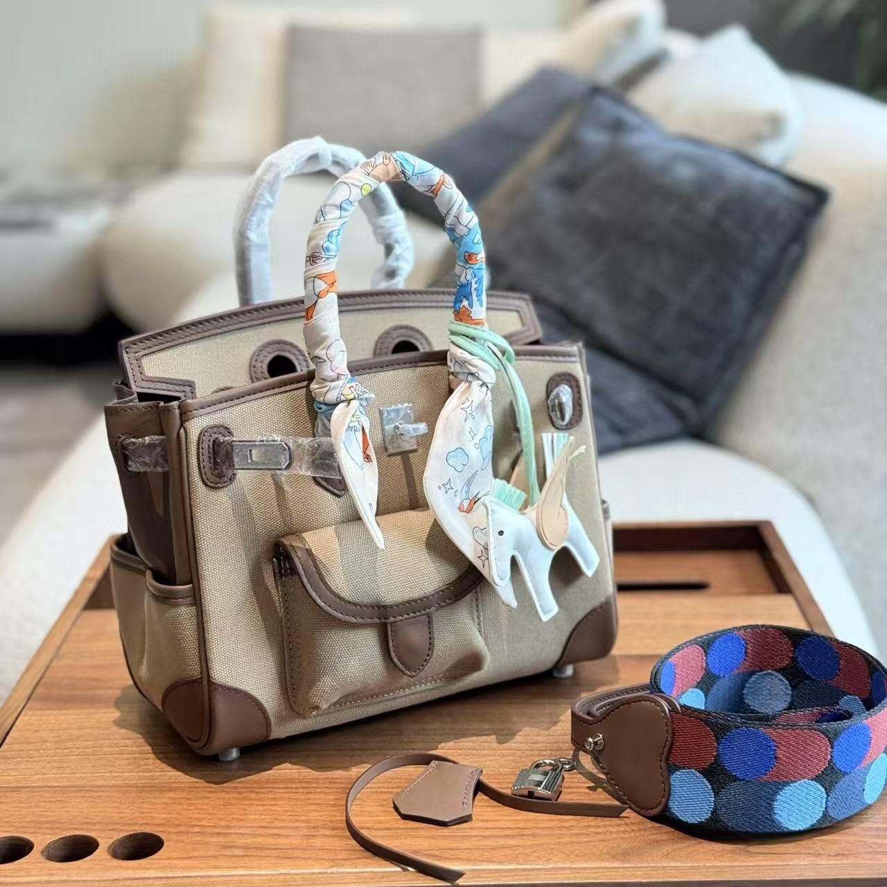 HERME5の高品質キャンバスハンドバッグ【 50％割引+送料無料】