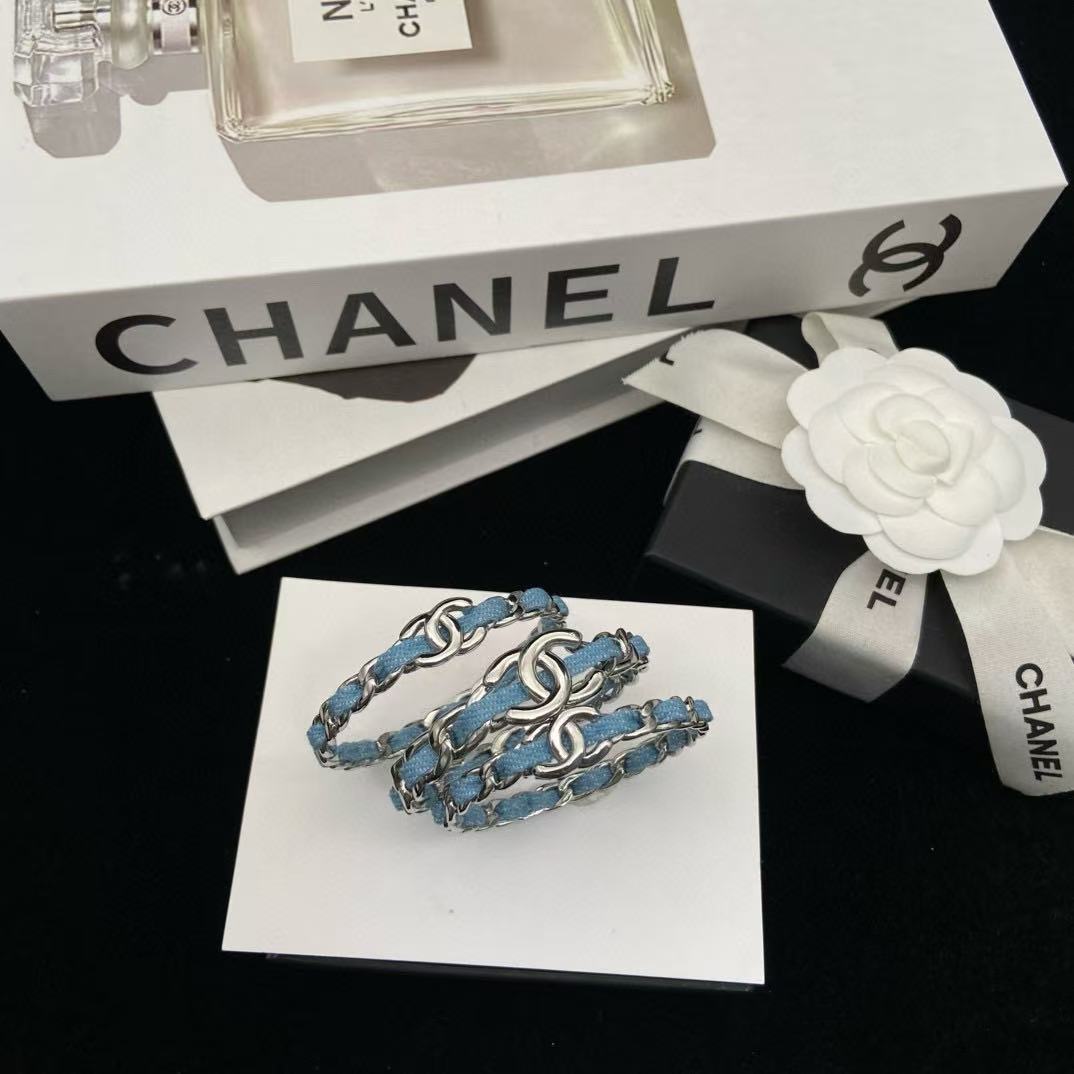 CHANE1 ダブルC スリーインワン デニムブレスレット【 50％割引+送料無料】
