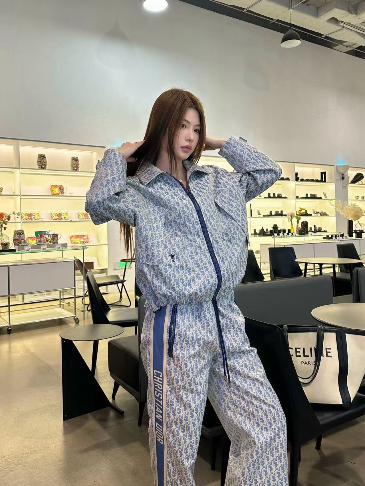 DI0Rジャカードジッパージャケット+パンツのツーピースセット【50％割引+送料無料】