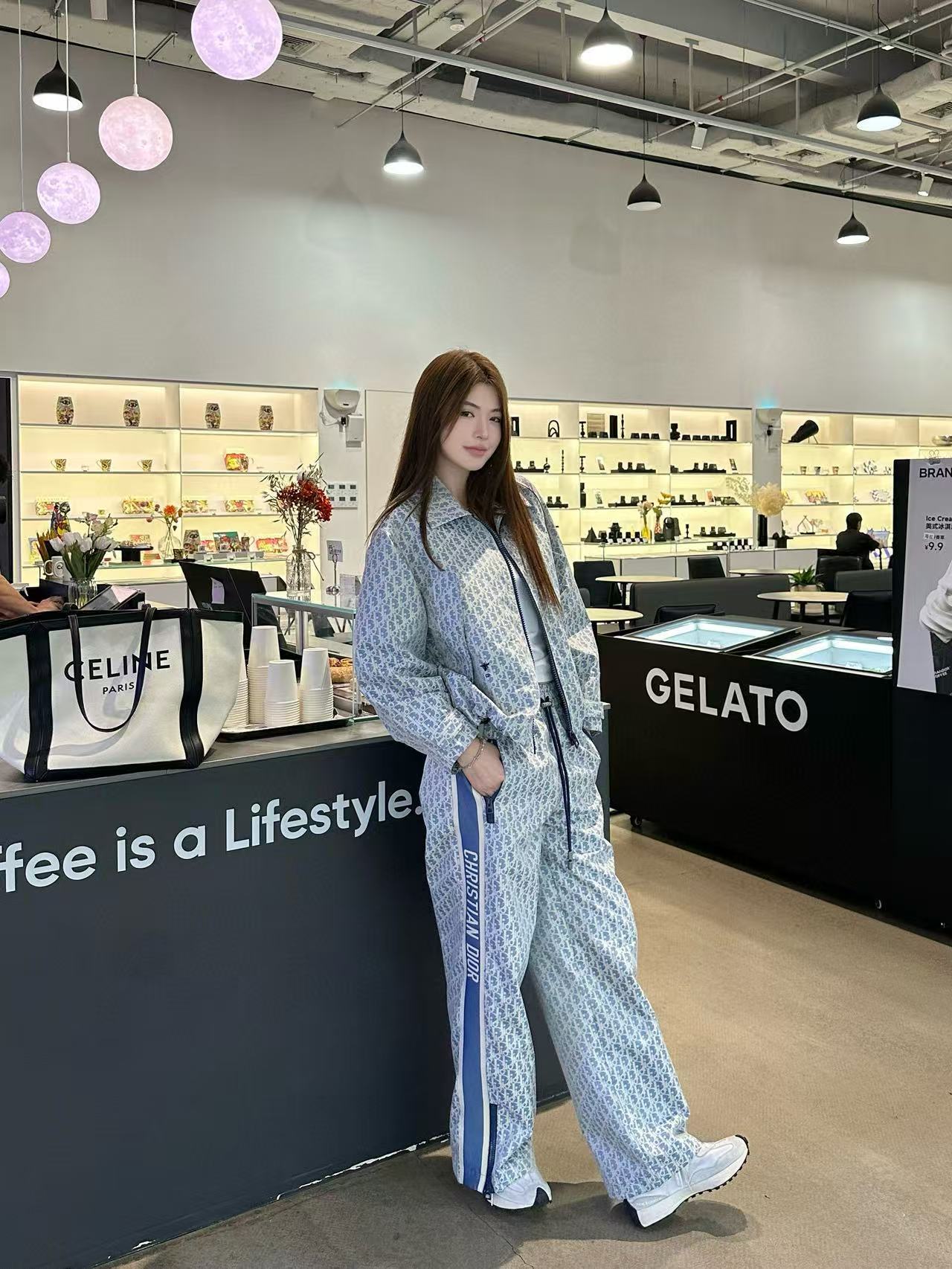 DI0Rジャカードジッパージャケット+パンツのツーピースセット【50％割引+送料無料】