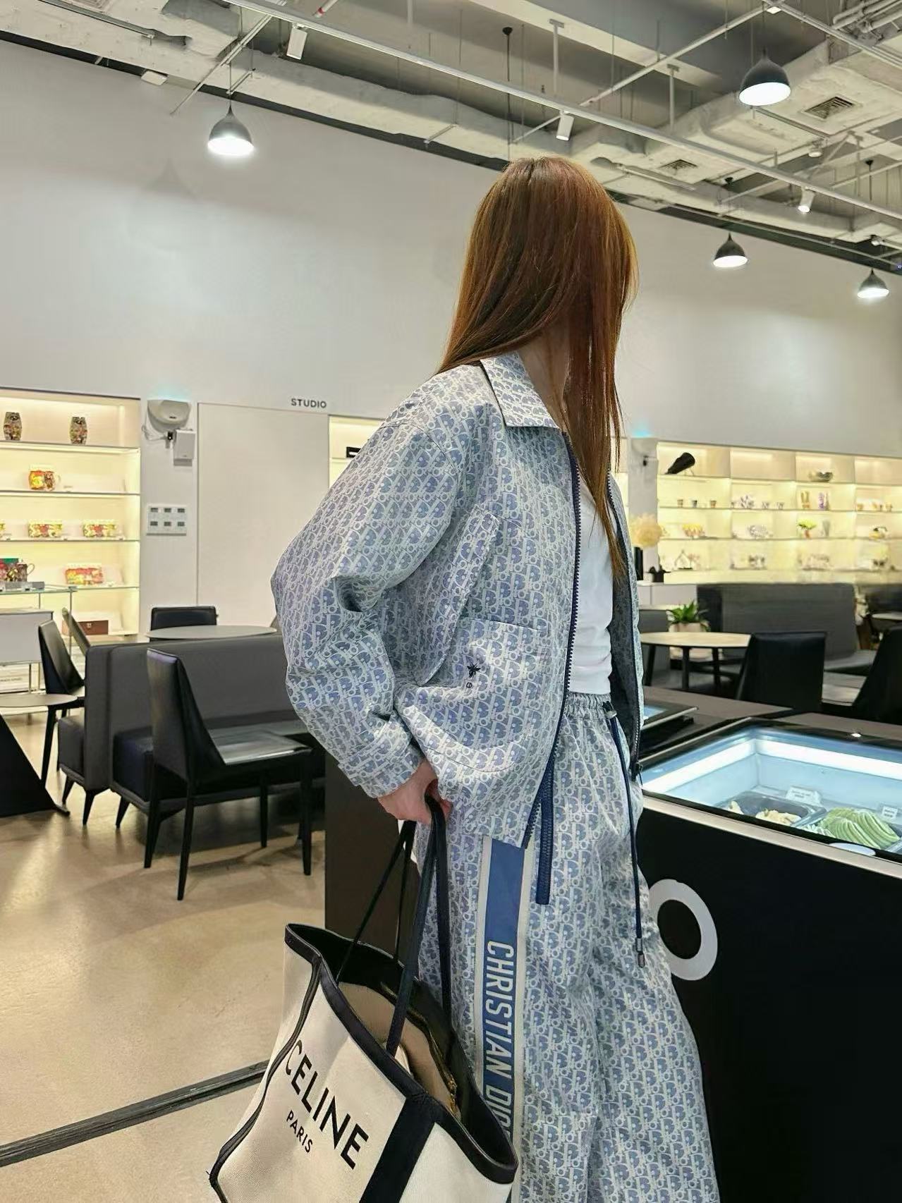 DI0Rジャカードジッパージャケット+パンツのツーピースセット【50％割引+送料無料】